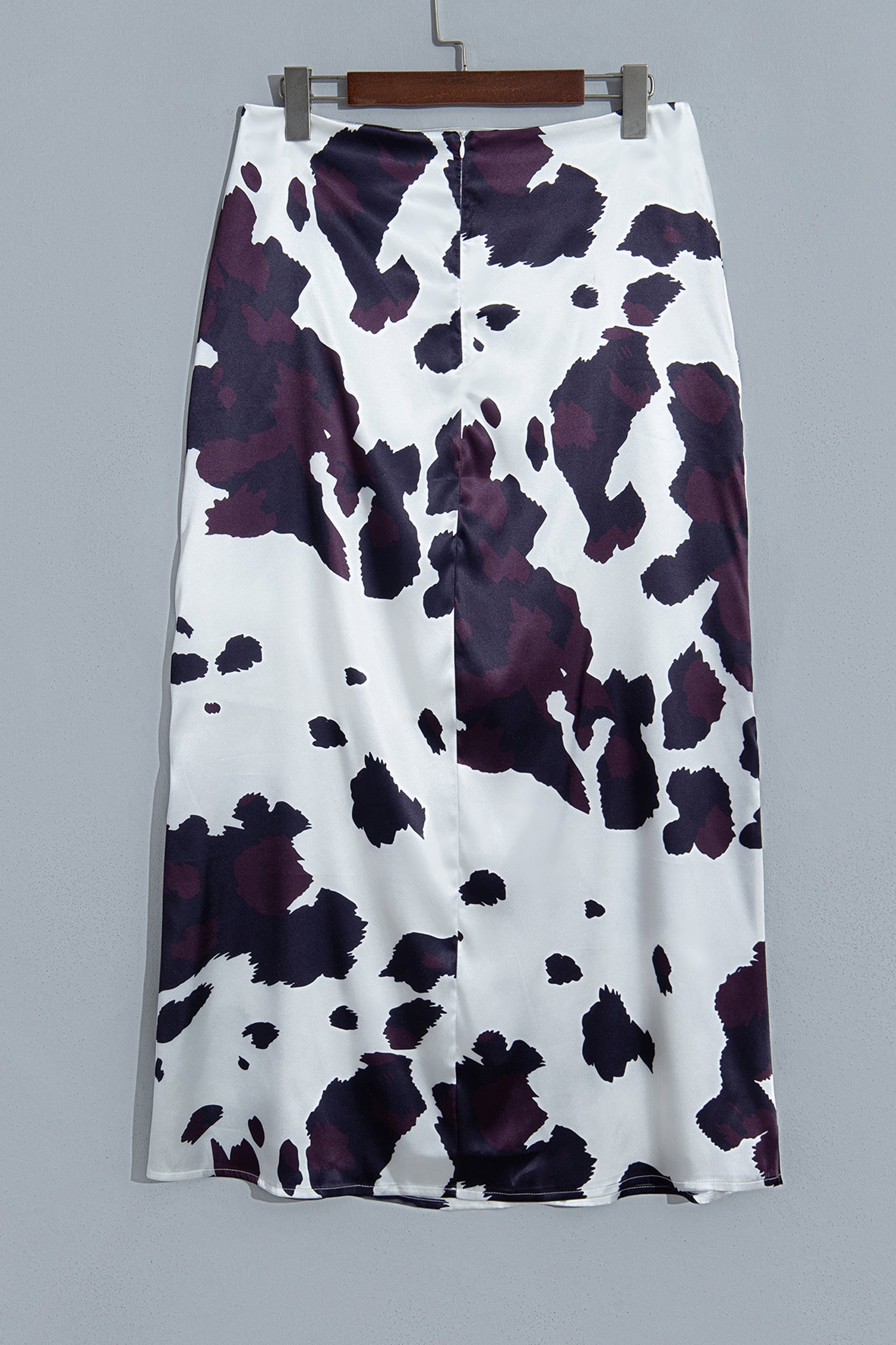 Abstract Long Print Western Metal Zip-Front Waist Daily Wear Skirt in Brown
