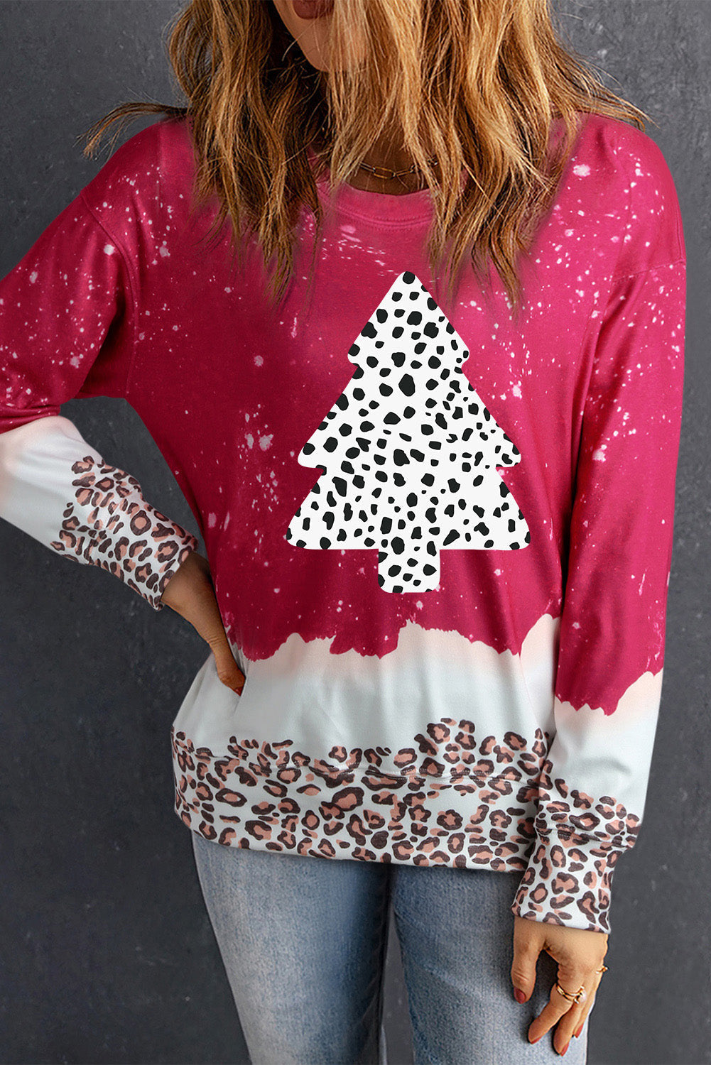 Women's Sweatshirt with Christmas Tree Relaxed Fit