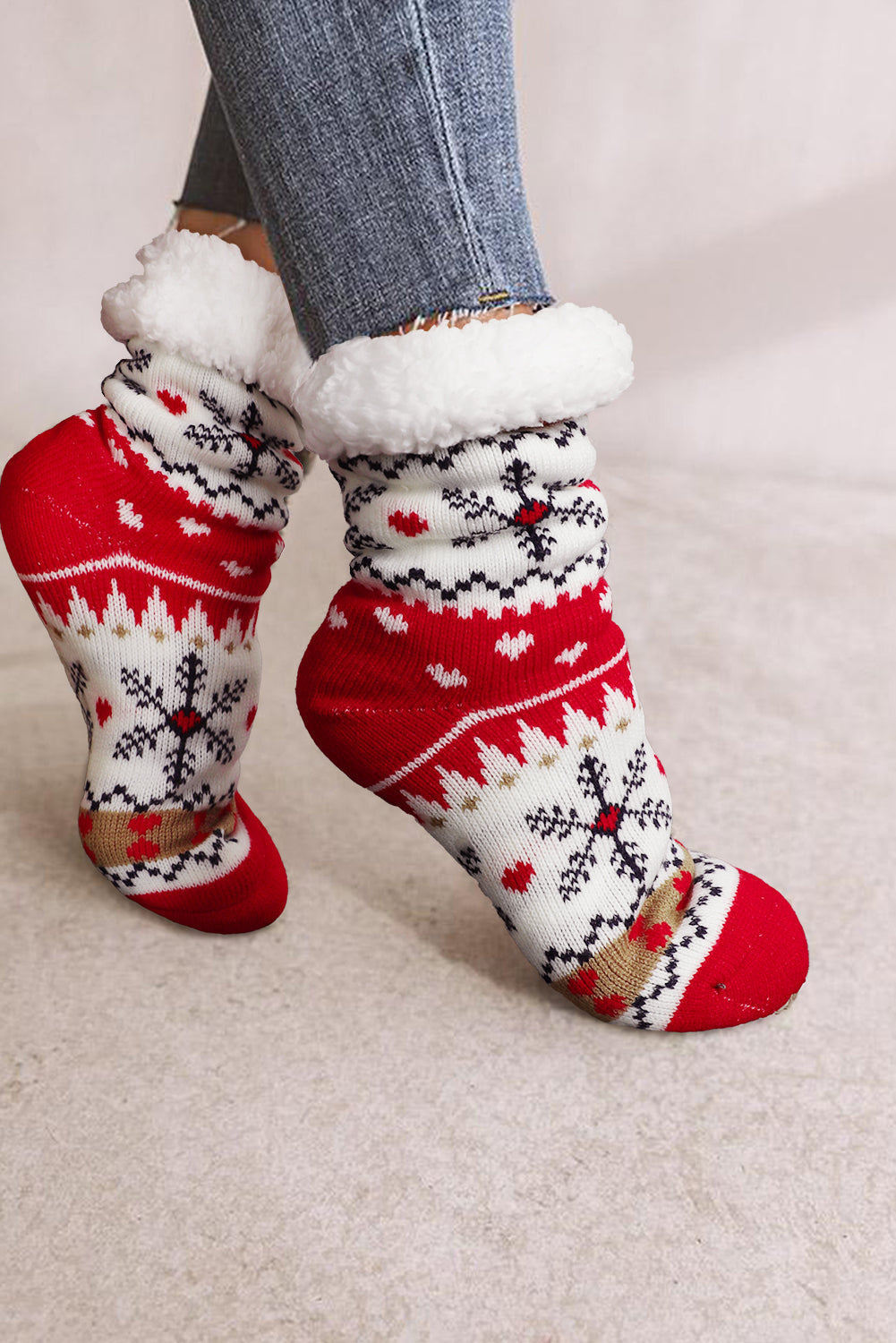 Christmas Pattern Plush Lined Winter Socks
