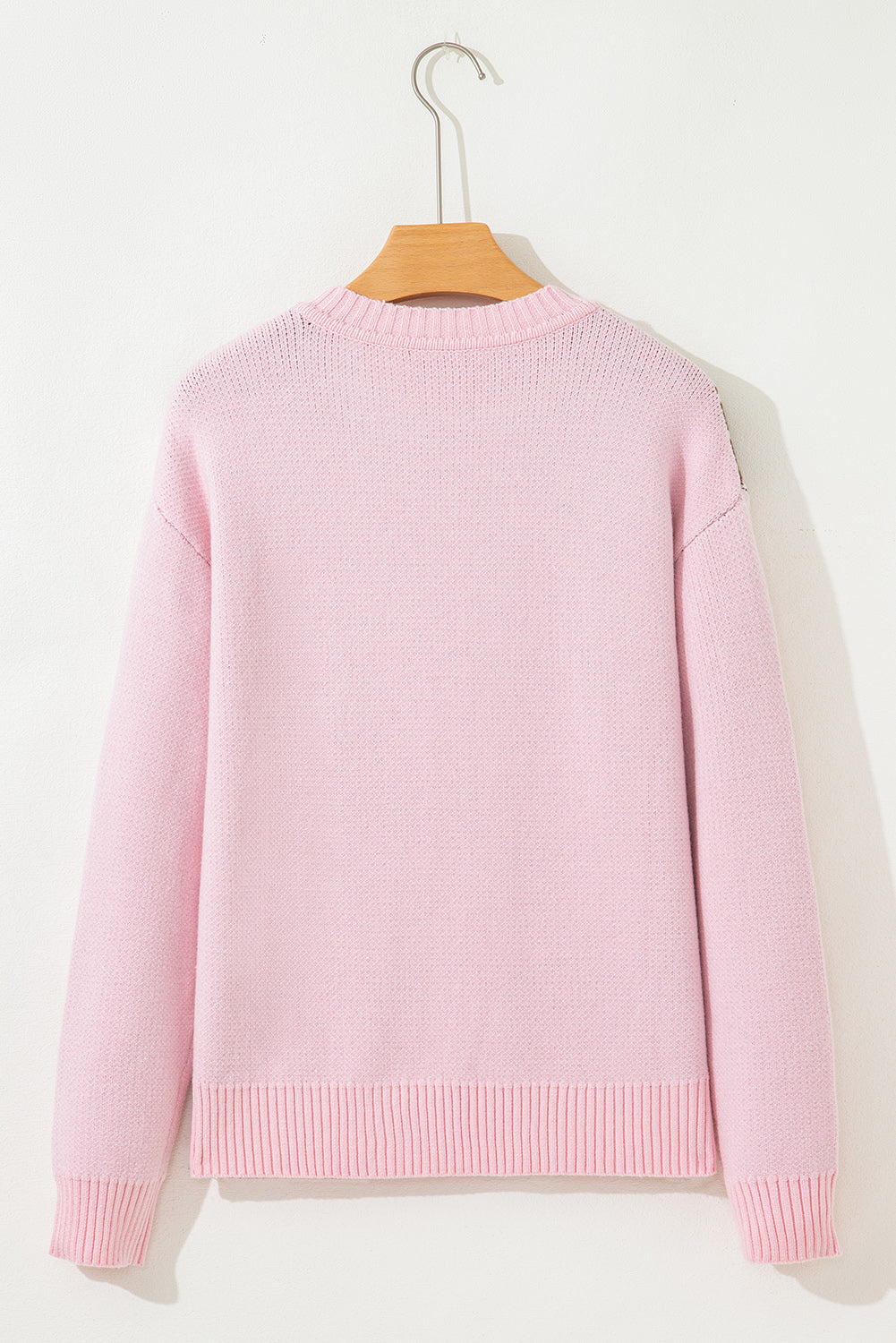 Christmas Ginger Bread Man Print Round-Neck Everyday Knit Top