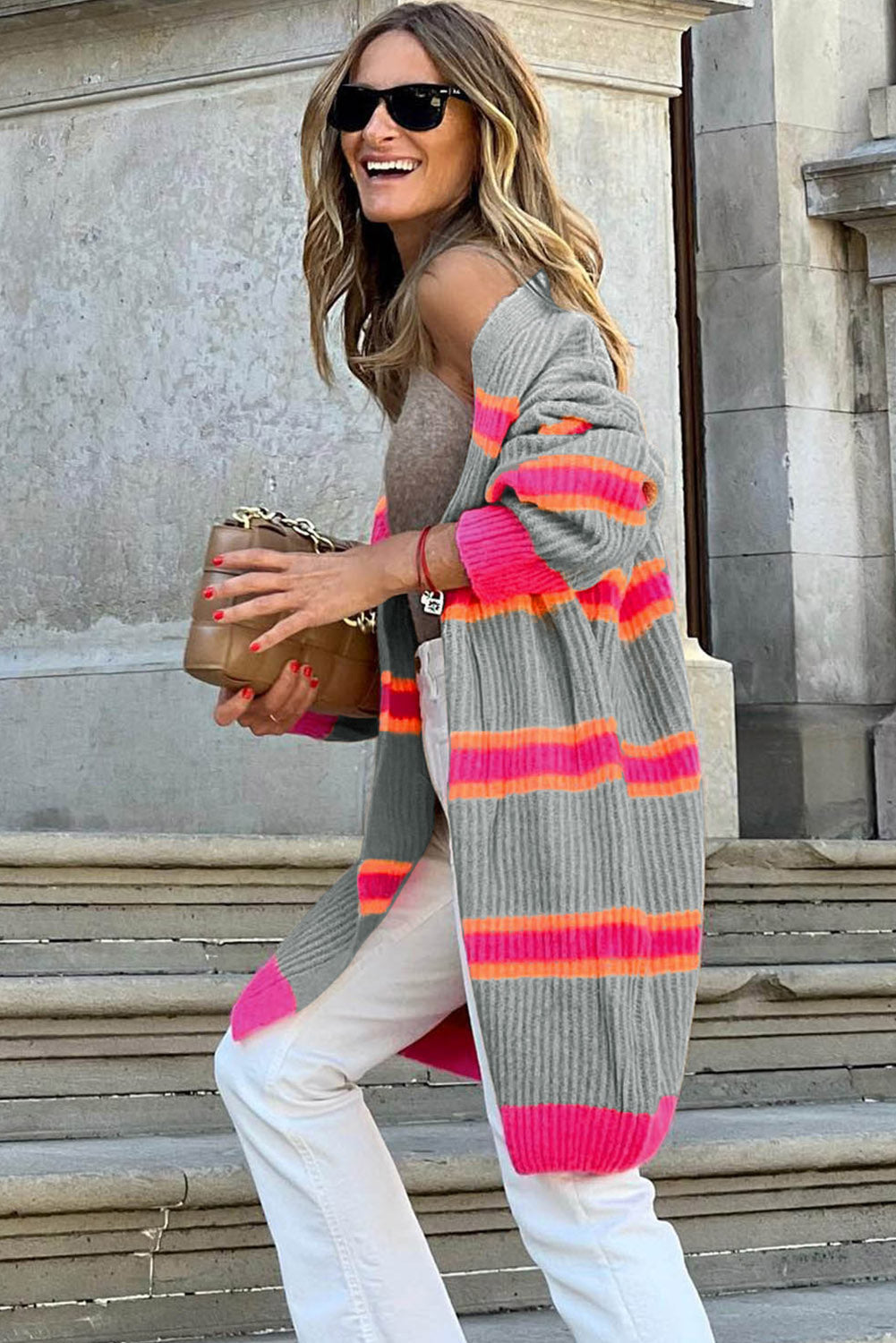 Cardigan for Women Long Knitted Rib-Knitted