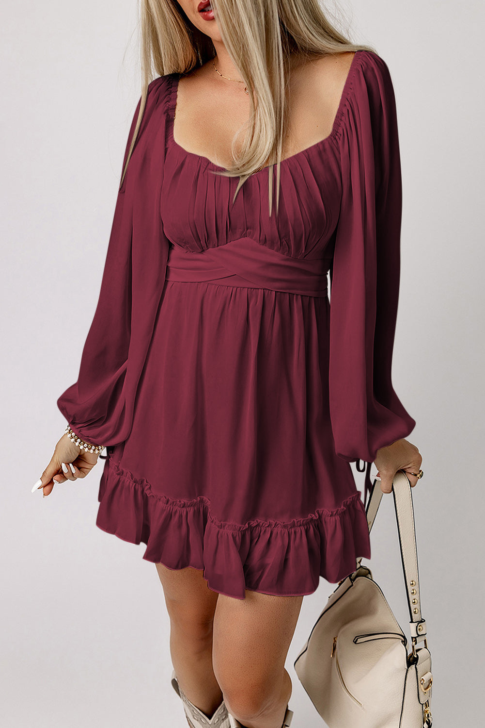 Mini Dress for Women High-Rise Square Neck