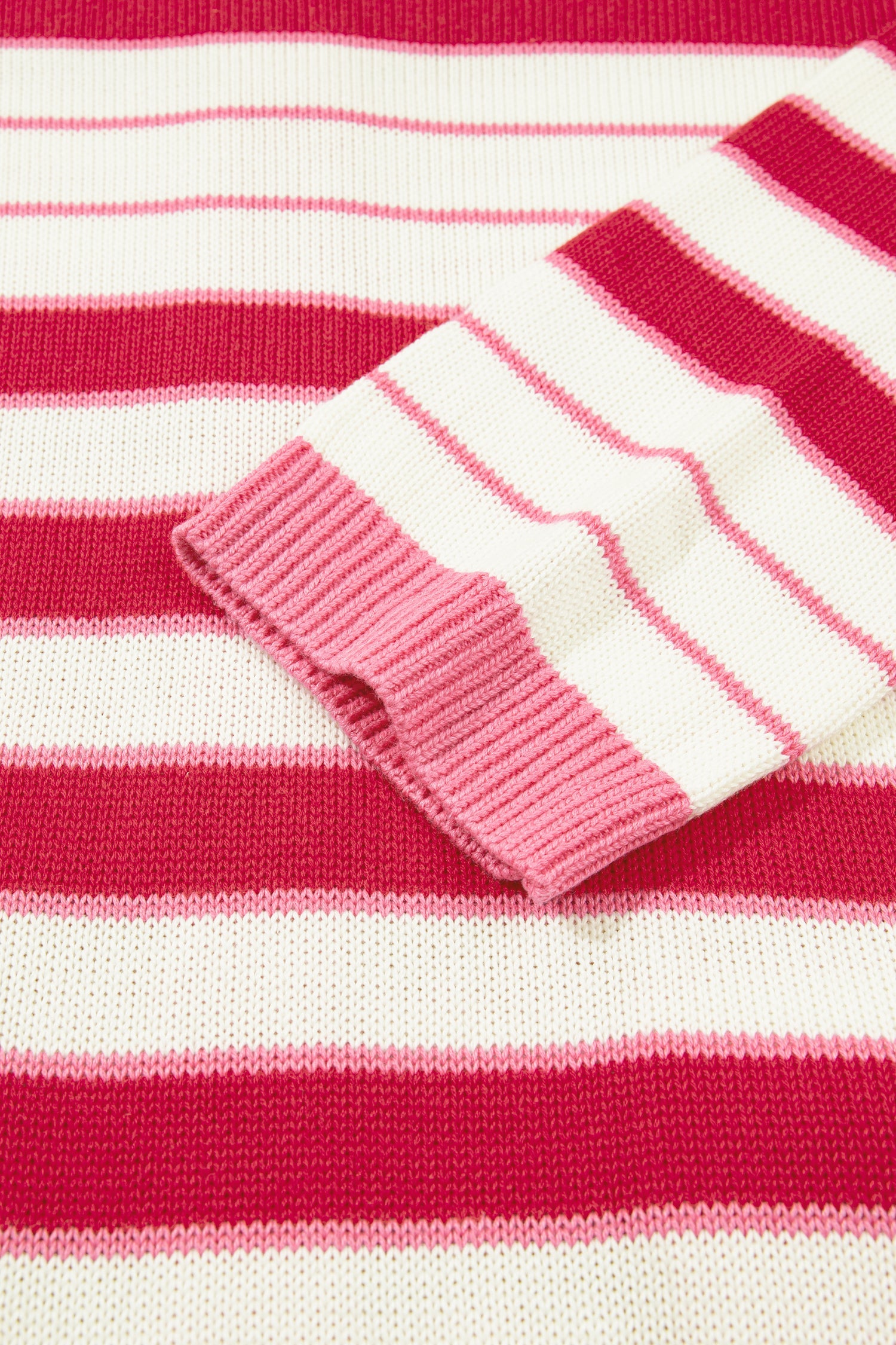 Long-Sleeved Stripe V-Neck Timeless Fit Cardigan in Red