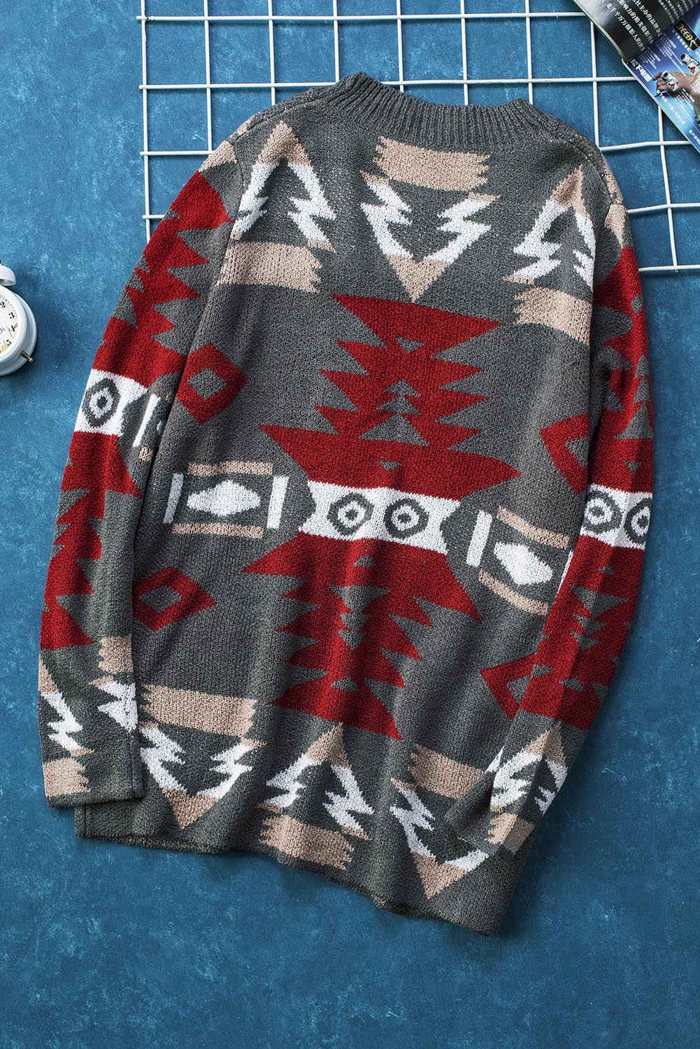 Women's Cardigan with Gray Moraga Aztec