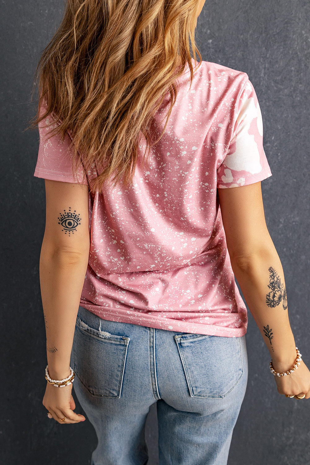 Women's T Shirt with Bleached Short-Sleeve