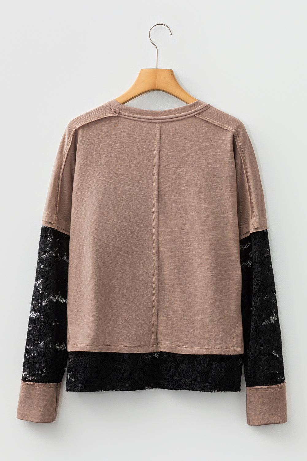Sheer Everyday Lace Patchwork Long-Sleeved Tee