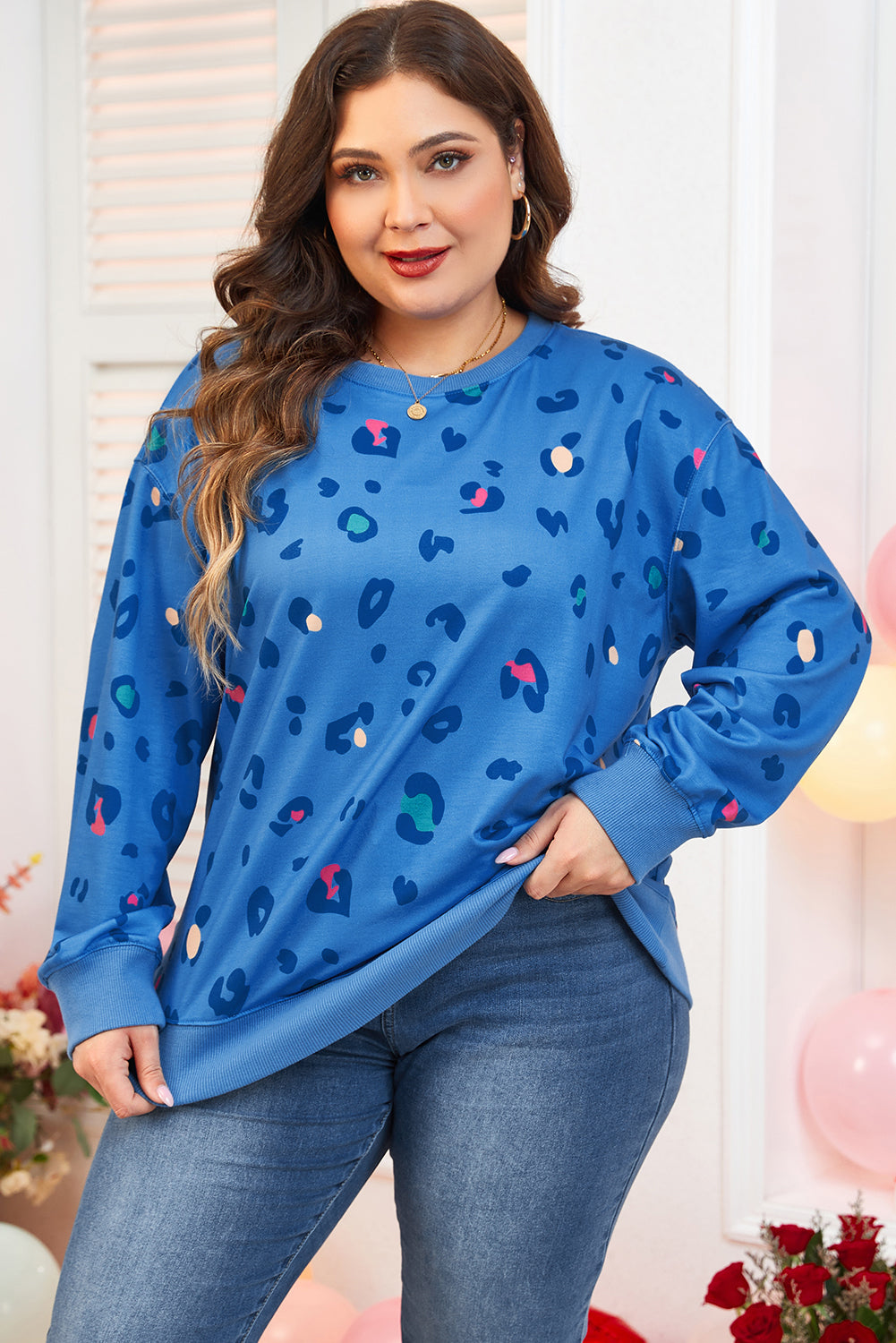 Women's Rib-Knitted Edge Pullover Sweatshirt