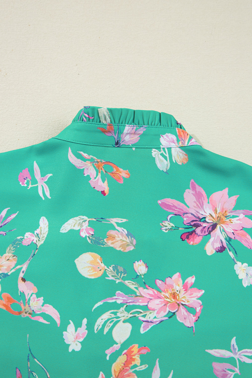 Floral Button Lantern Sleeve Front Shirt