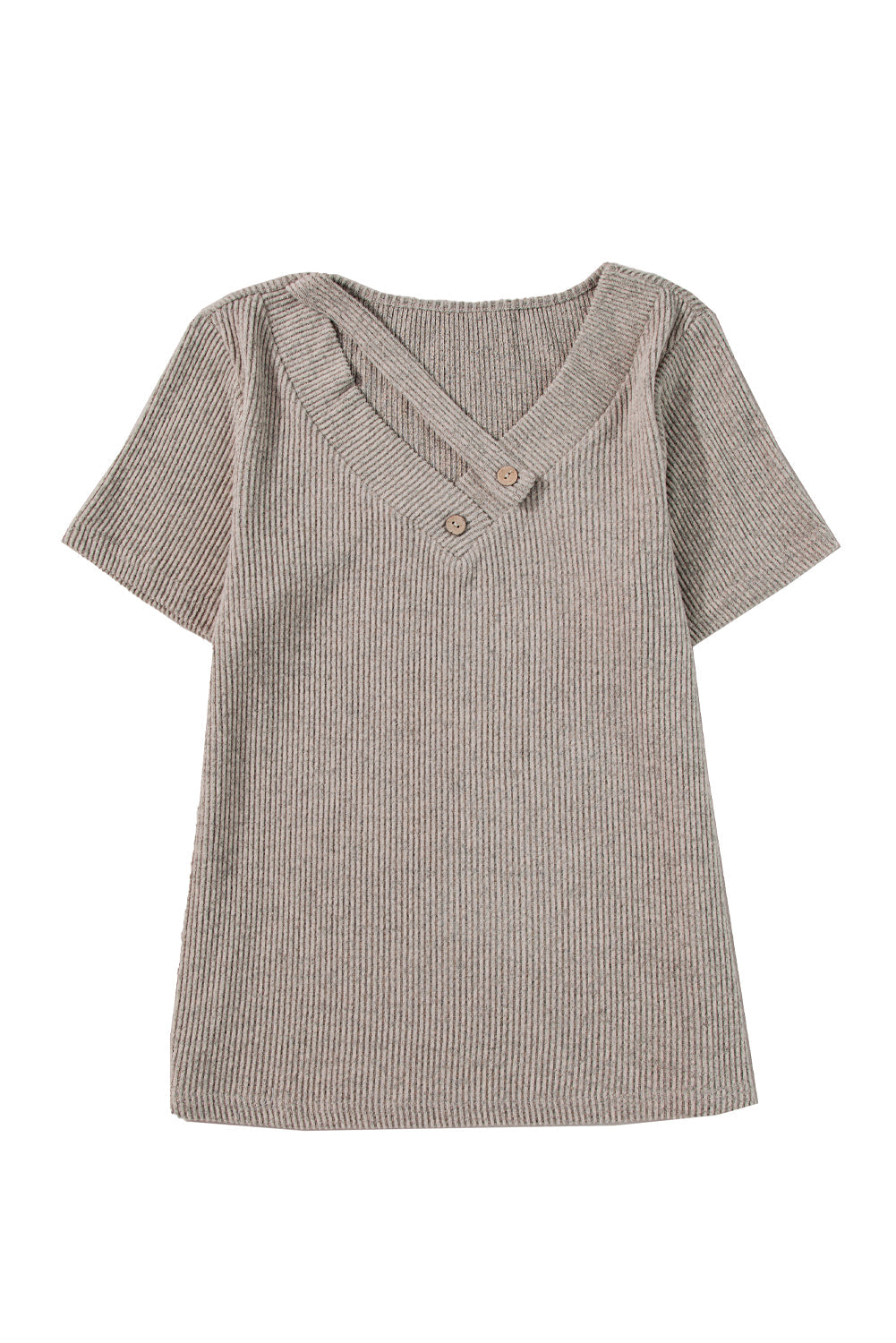 Women's Tee Featuring Rib-Knitted Strappy V Neck
