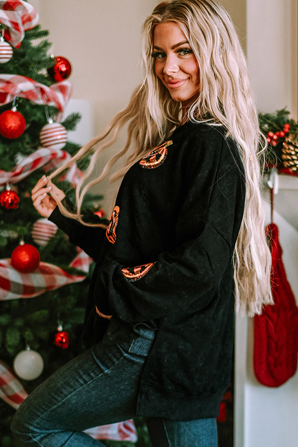 Women's Baggy Lantern Split Hem Sweatshirt