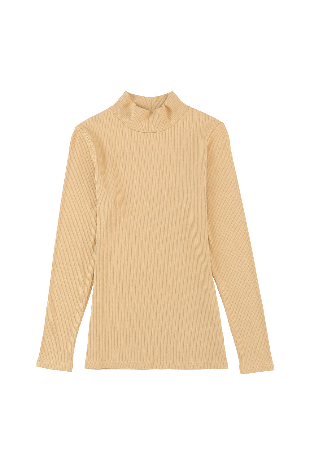 Women's Top Featuring Rib-Knitted Knitted Mock Neck