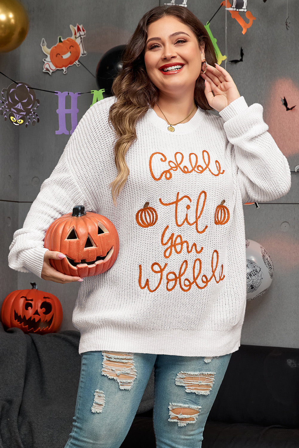 Women's Sweater Featuring Pop Up Crochet Plus Size