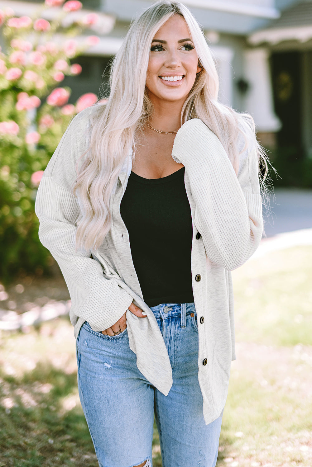 Women's Jacket Featuring Hooded Button Up
