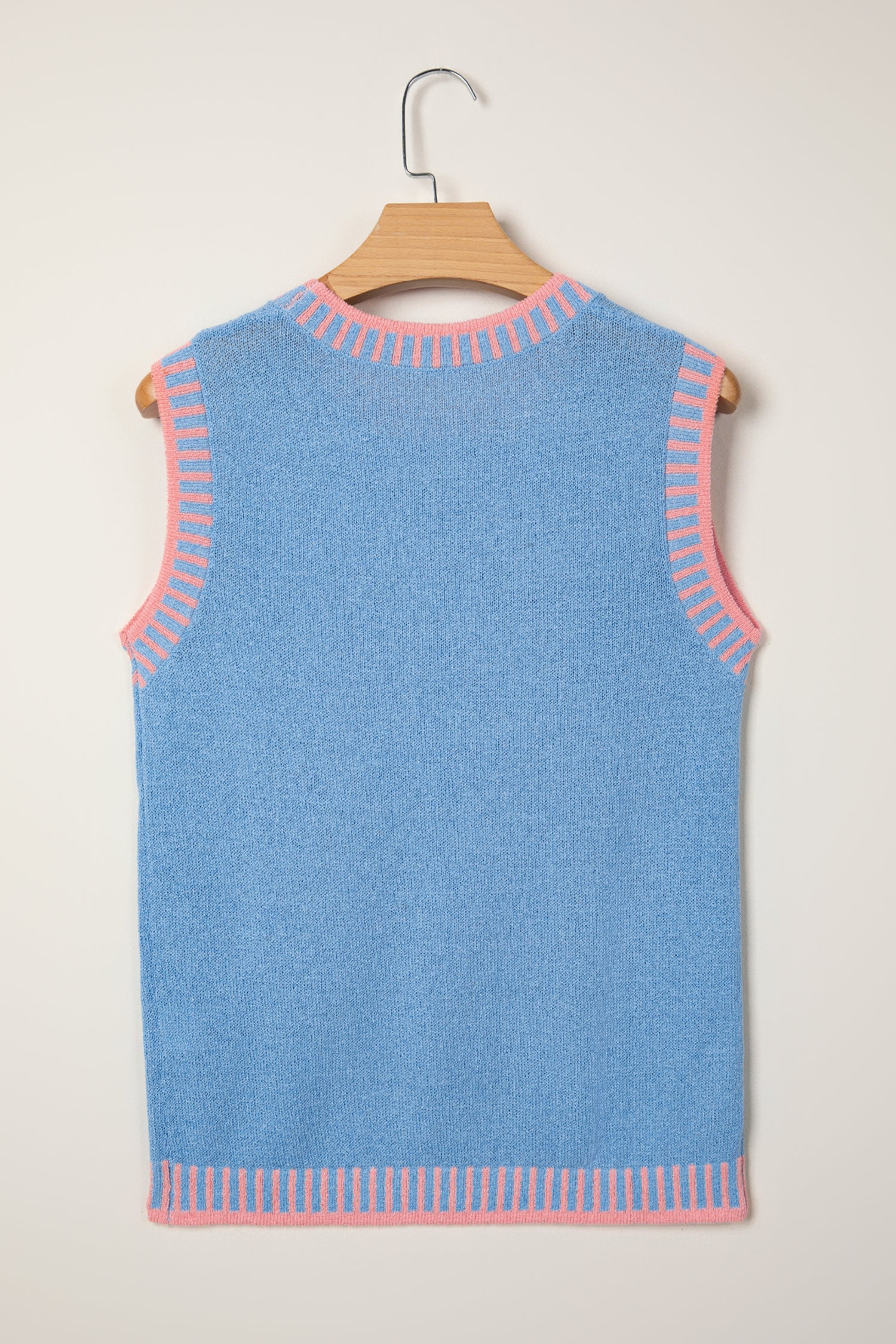 Contrast Trim Round-Neck Sleeveless Knit Top