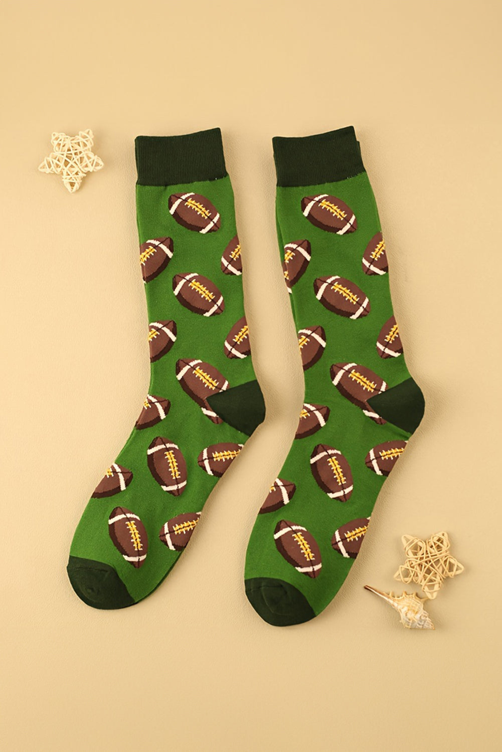 Rugby Football Print Mid-length Socks