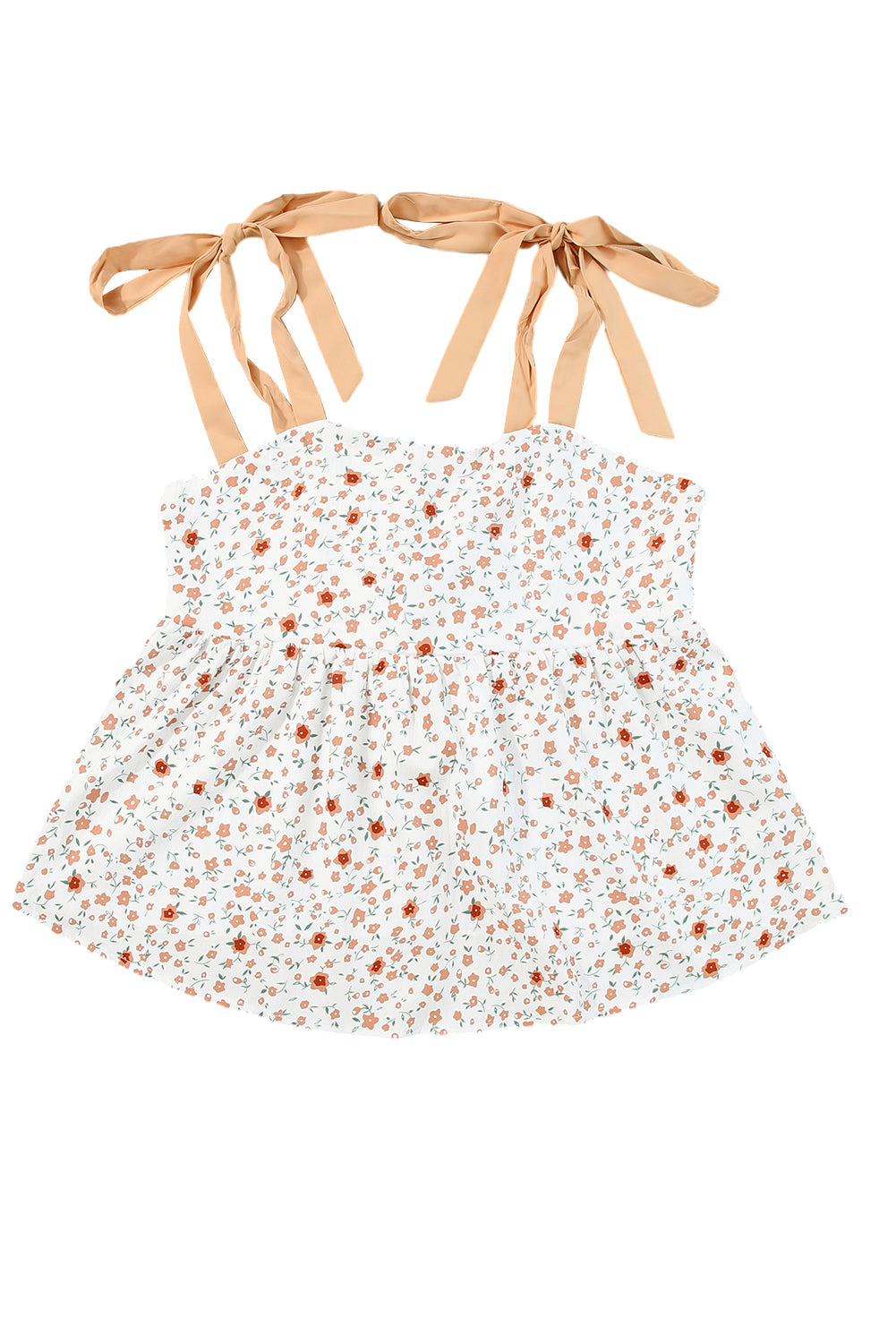 Women's Floral-Print Babydoll Tie-Front Shoulder Tank