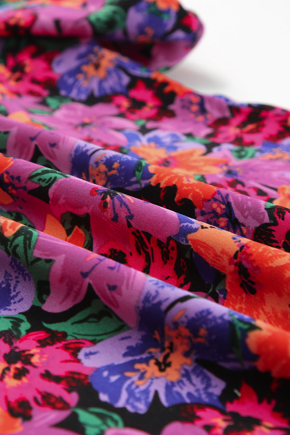 Women's Blouse with Floral-Print Round Neck Balloon Sleeve