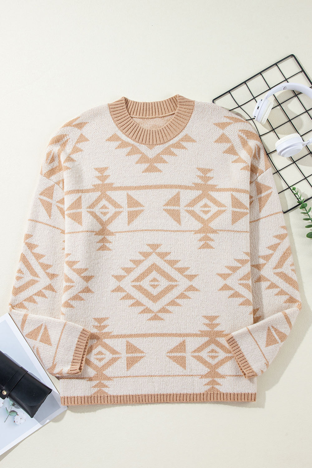 Women's Sweater with Western Aztec Loose Plus Size