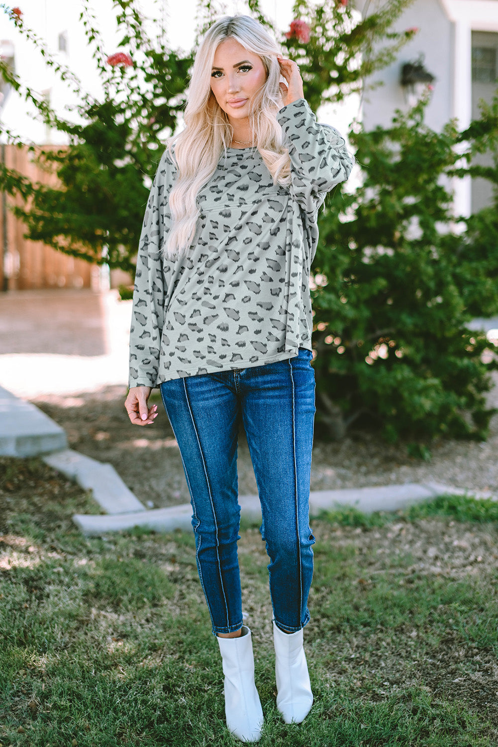 Women's Long-Sleeve Animal Loose Top