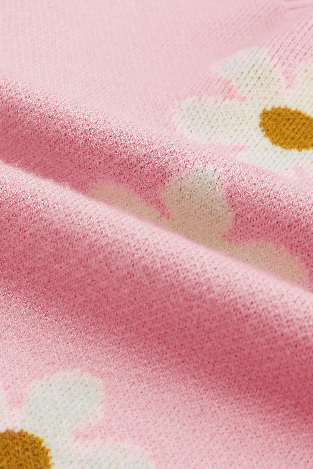 Sweater for Women Dropped-Shoulder Pink Floral-Print Pattern