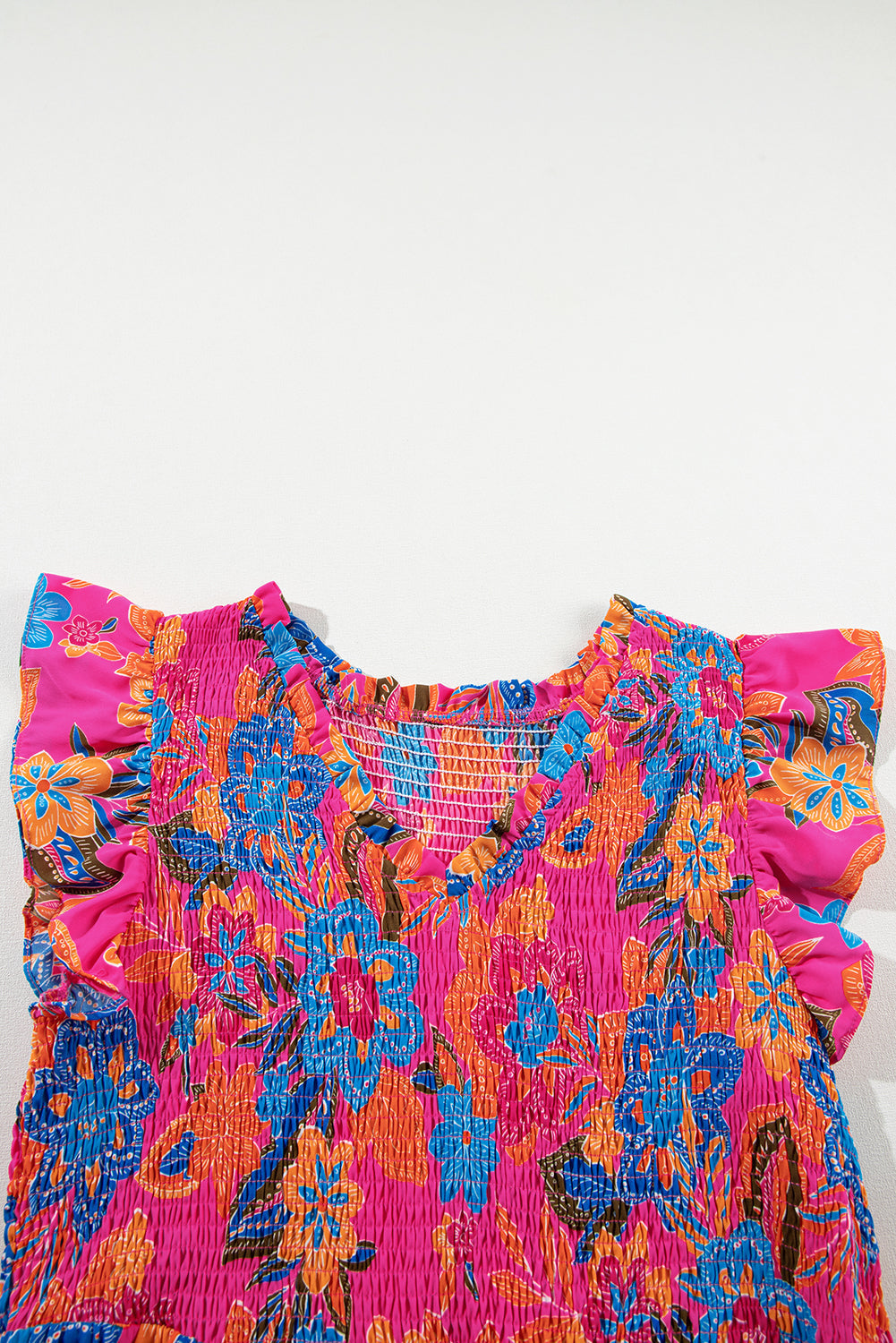 Women's Dress with Ruffle-Trimmed Sleeveless Plus Size Floral-Print
