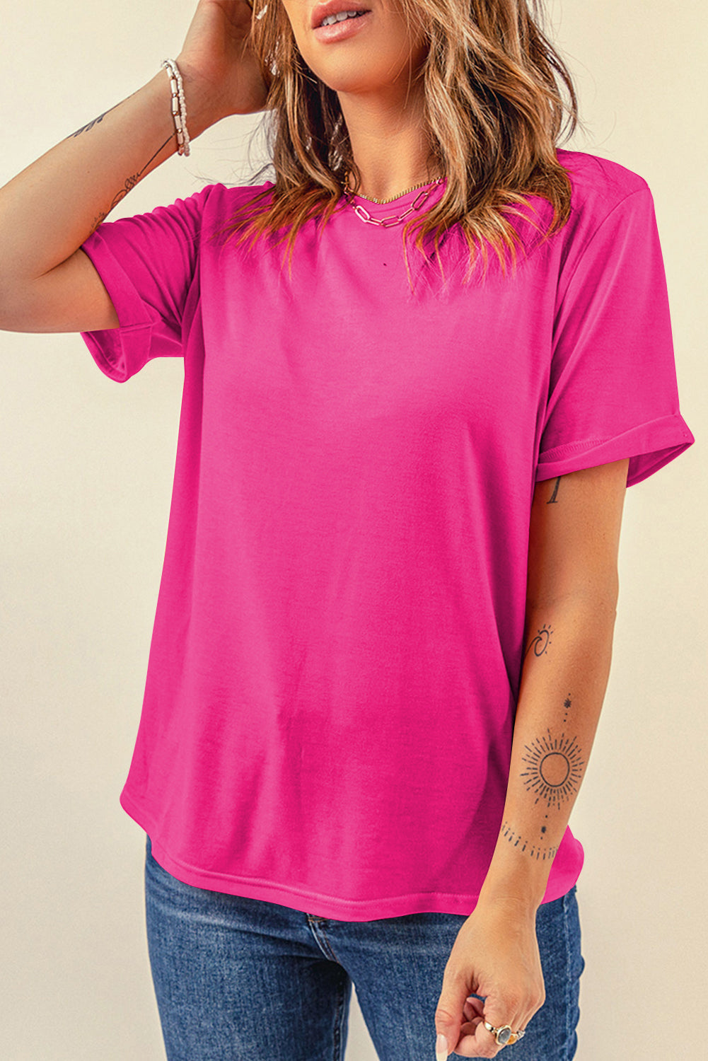 Tee for Women Everyday Plain Crew Neck Versatile Look