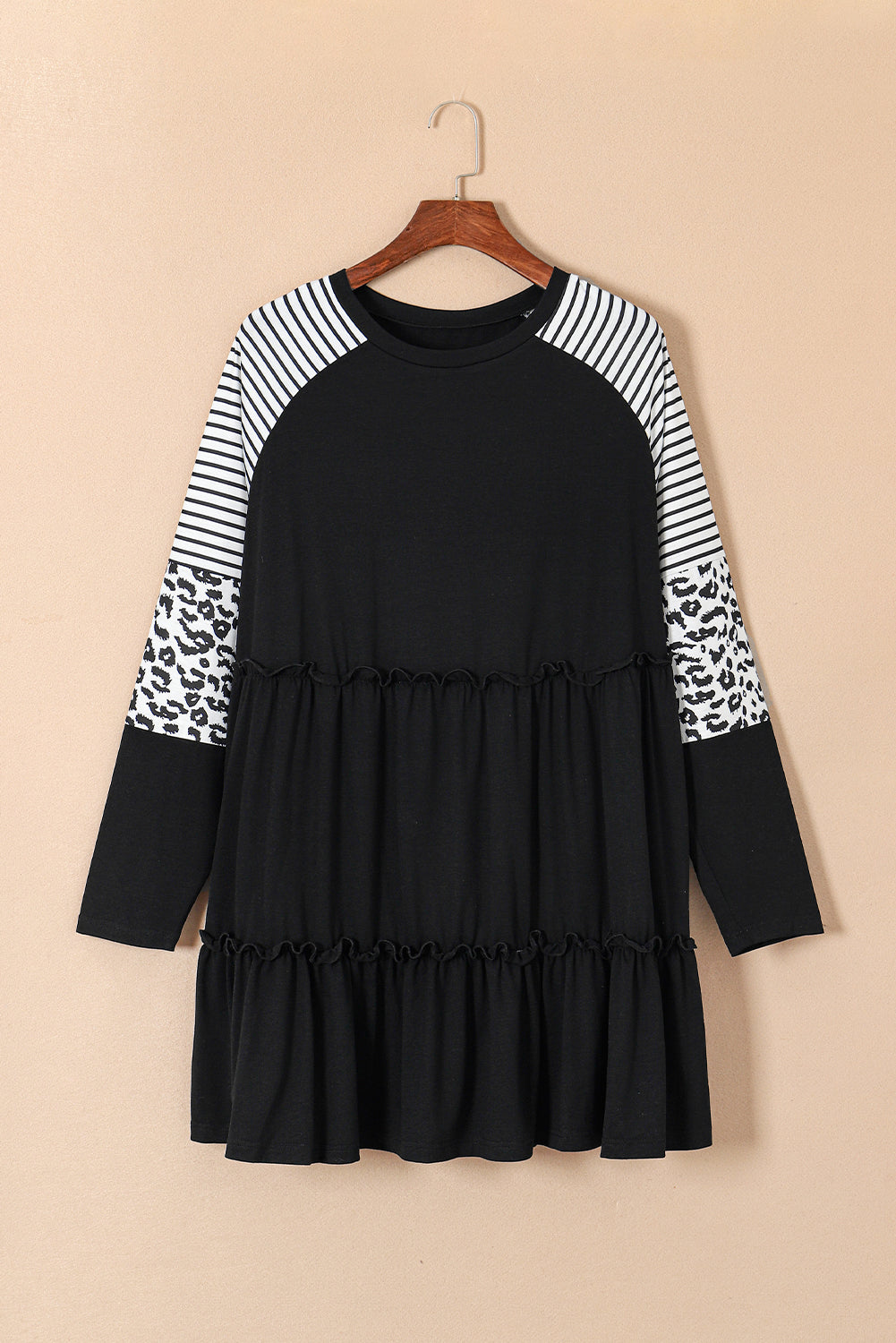 Women's Dress Featuring Striped Layered Plus Size