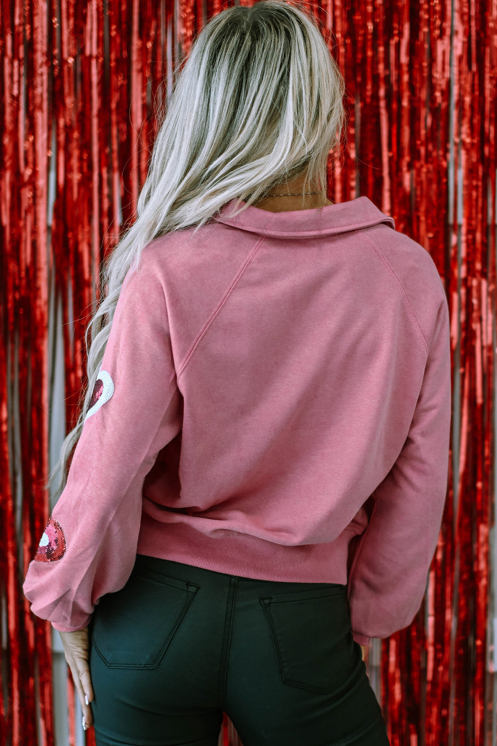 Women's Sweatshirt with Sequin Buttons Mineral-Washed