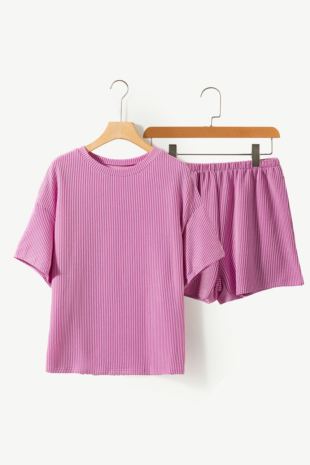 Shorts Set for Women Tee and Knitted Relaxed Fit