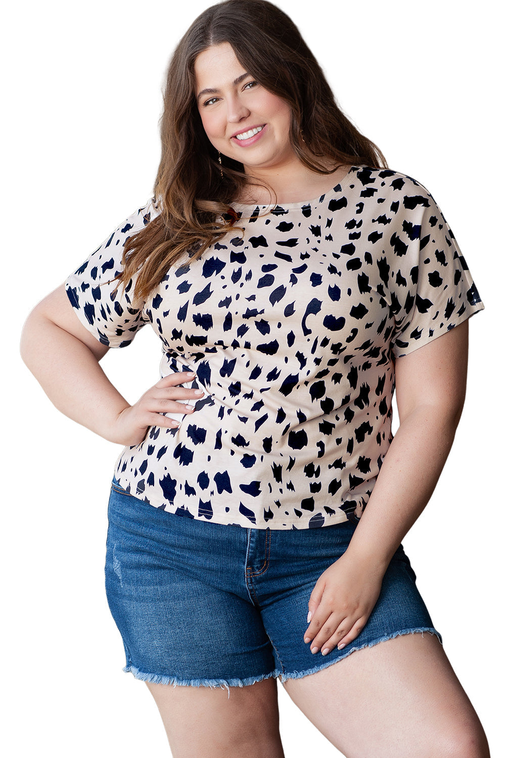 Top for Women Twist Plus Size Leopard-Print Print