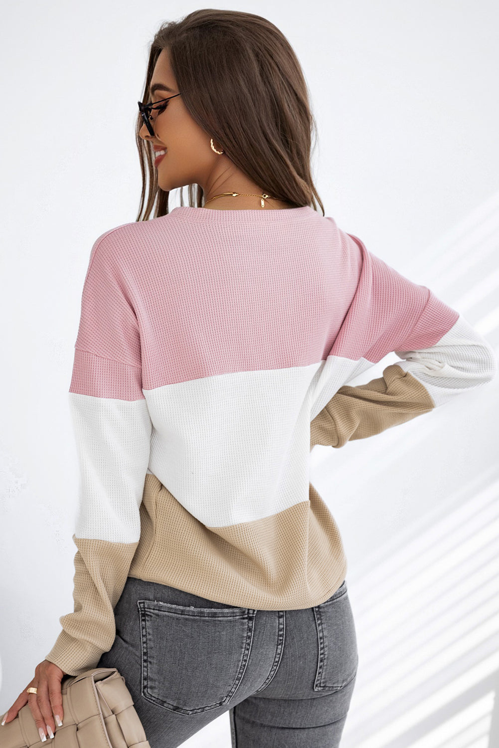 Women's Long-Sleeve Waffle Knitted Top