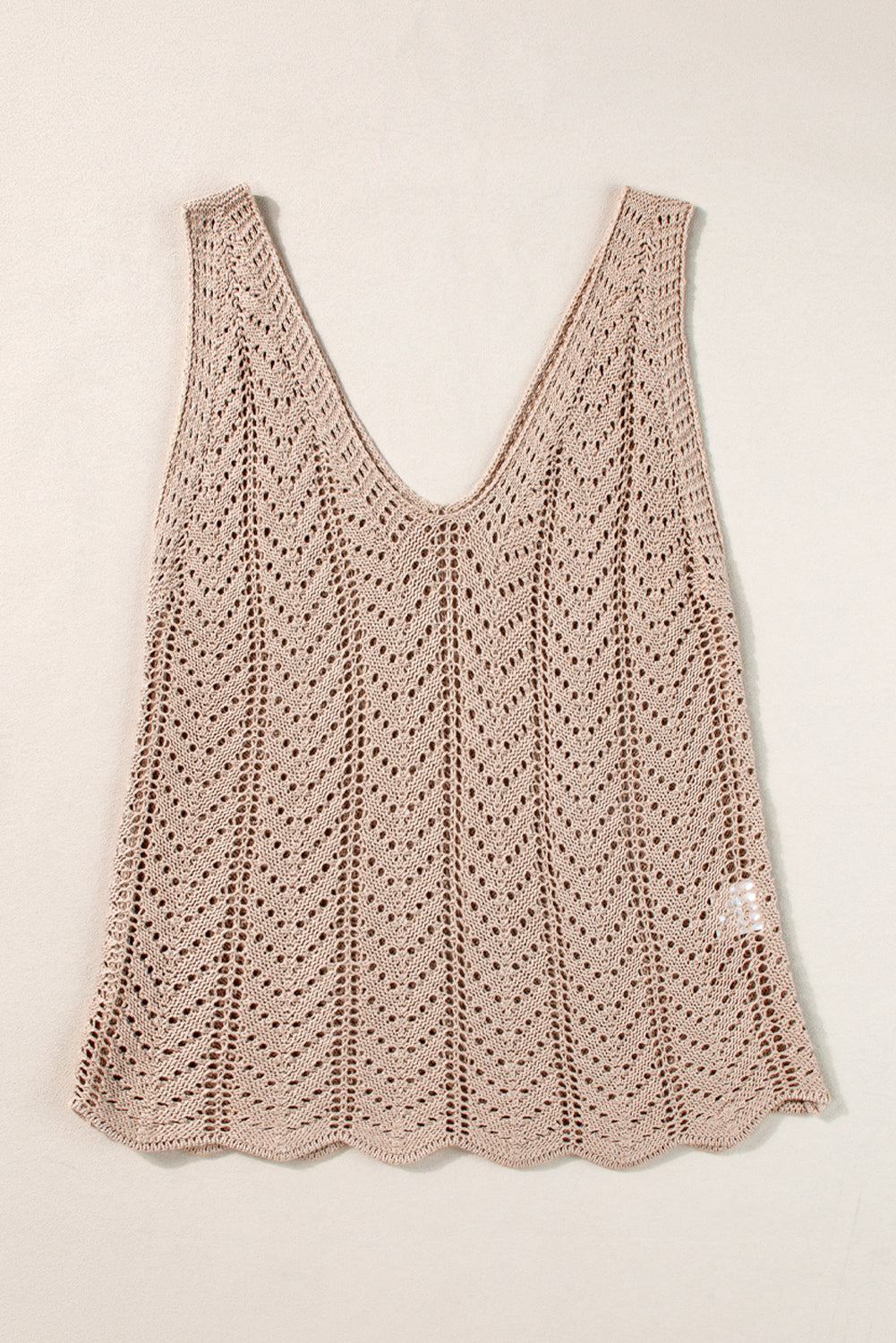 Women's Vest with Scalloped Hem Crochet Knitted