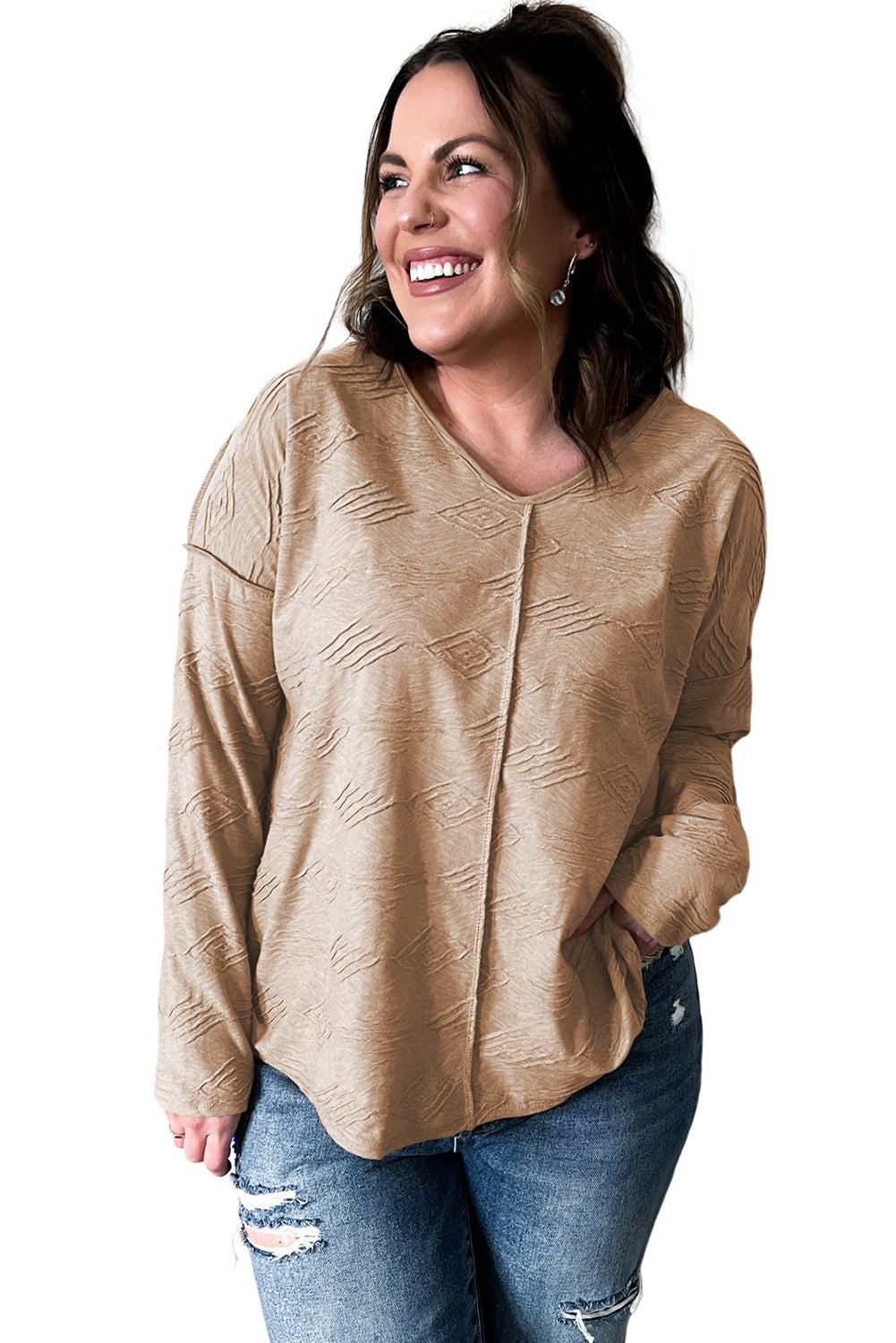 Women's Top with Plus Size Exposed Seam