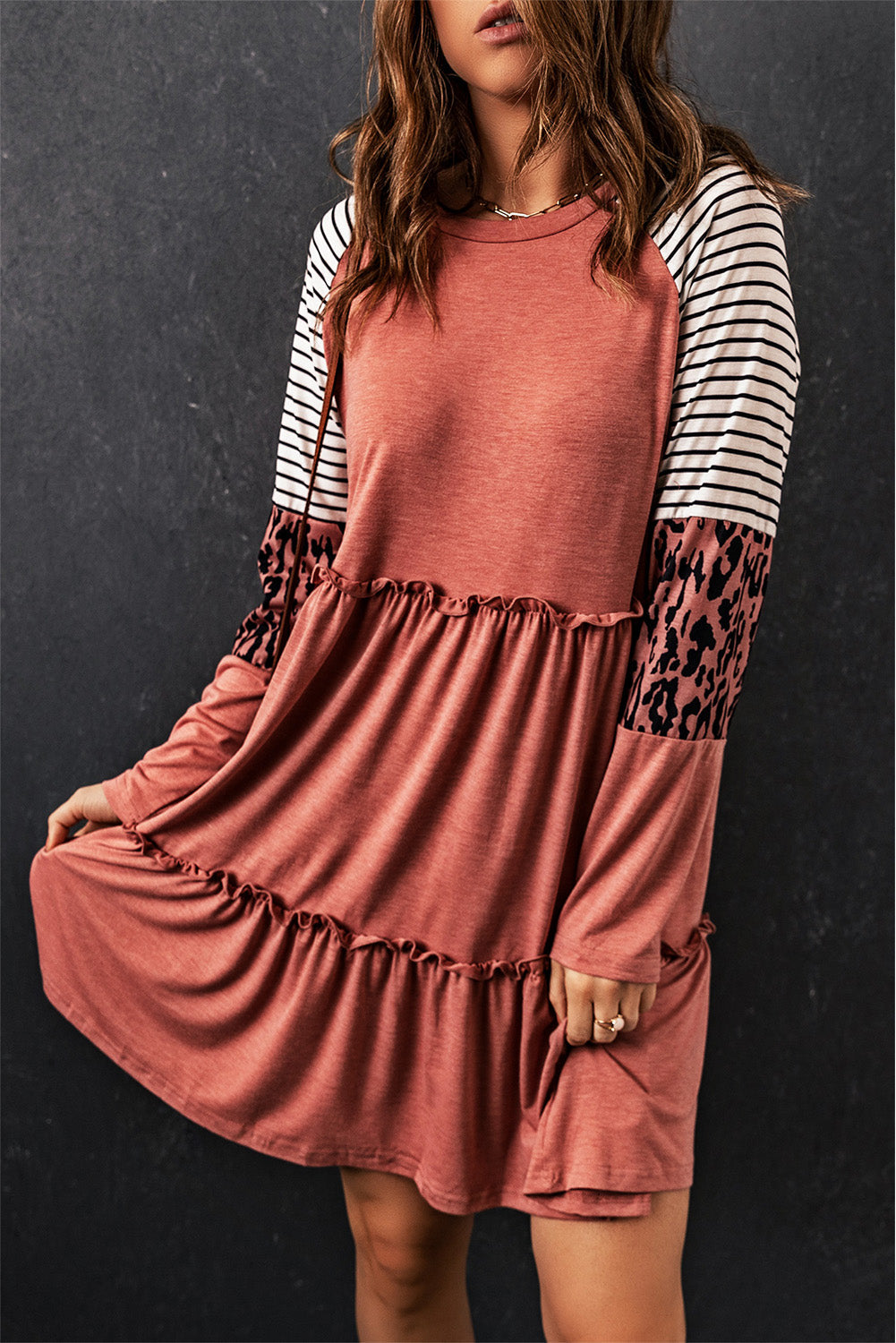 Women's Striped Long-Sleeve Mini Dress