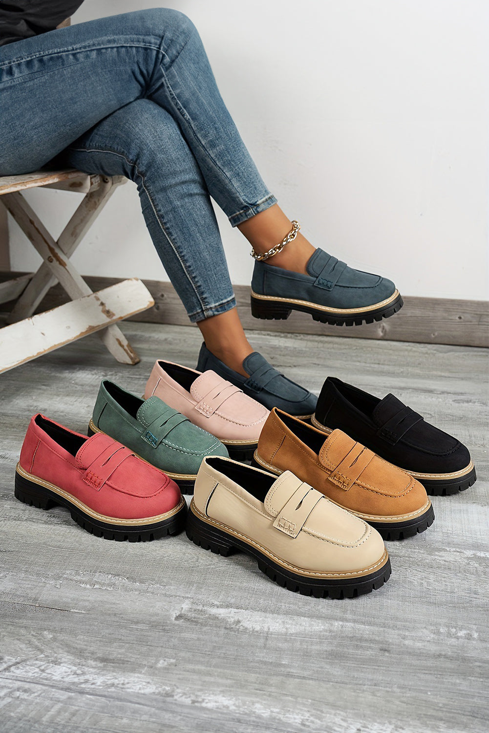 Faux Suede Slip-on Chunky Loafers