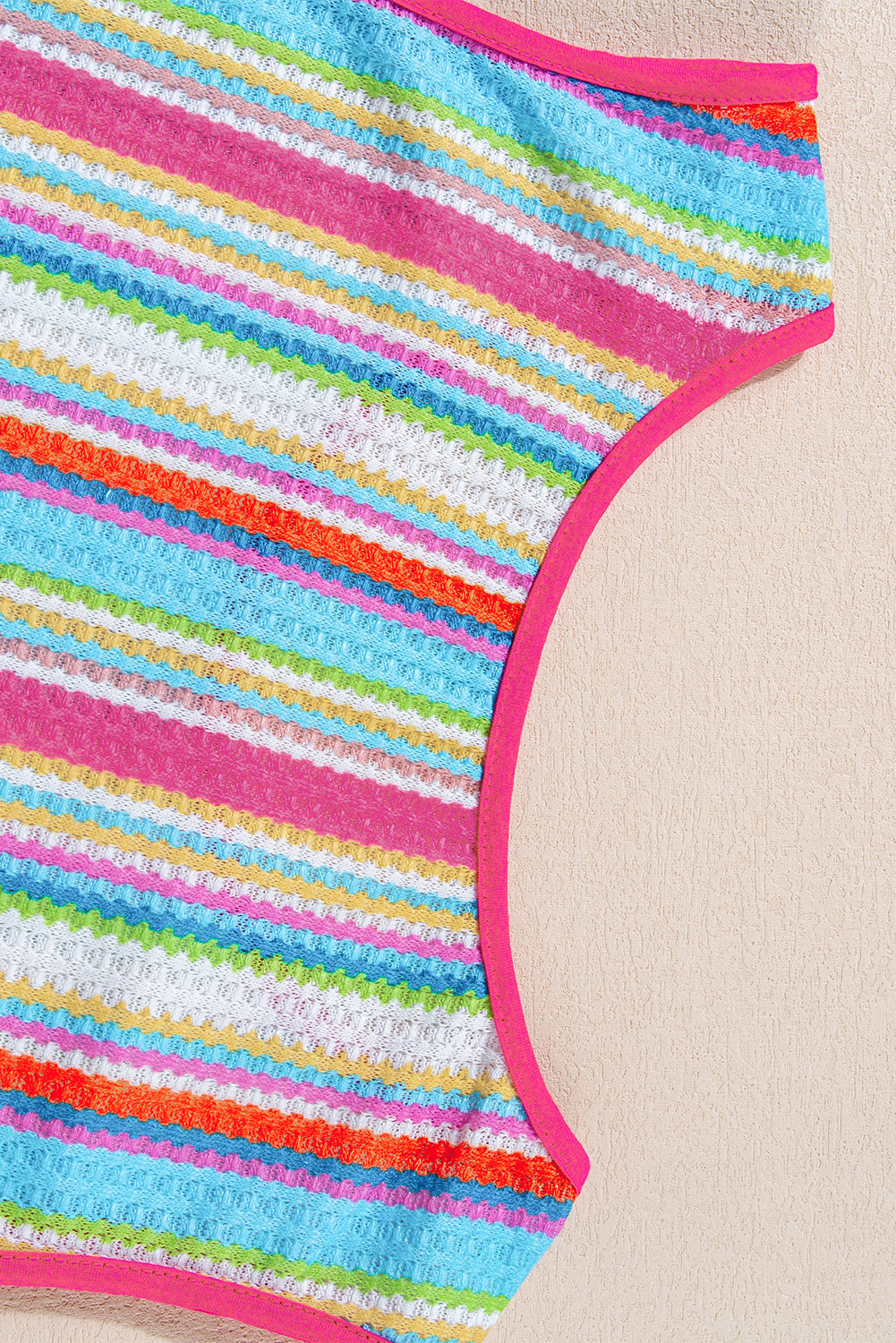Women's Tank Top Featuring Rainbow Knitted Button