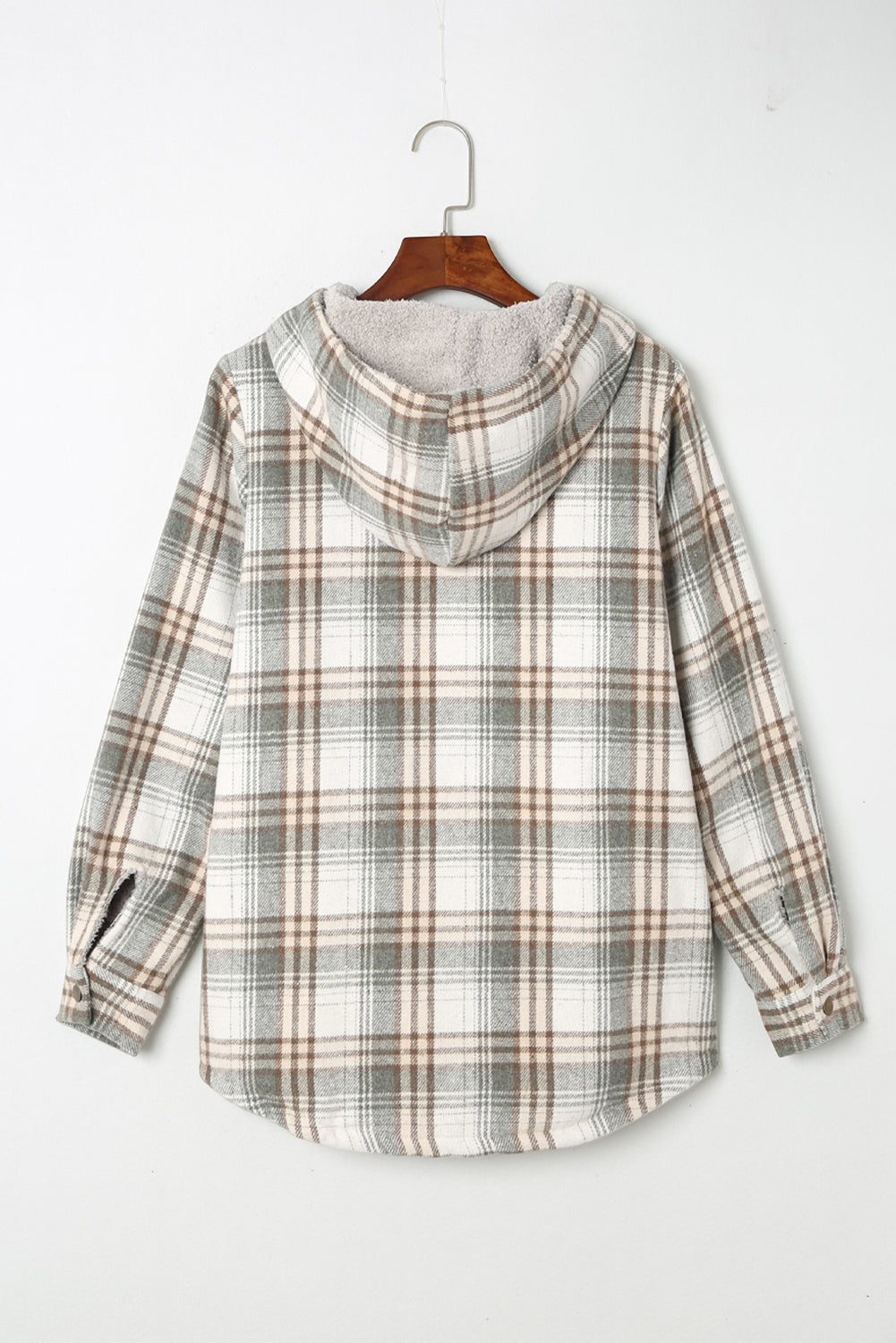 Women's Shacket with Lined Hooded Plaid Sherpa