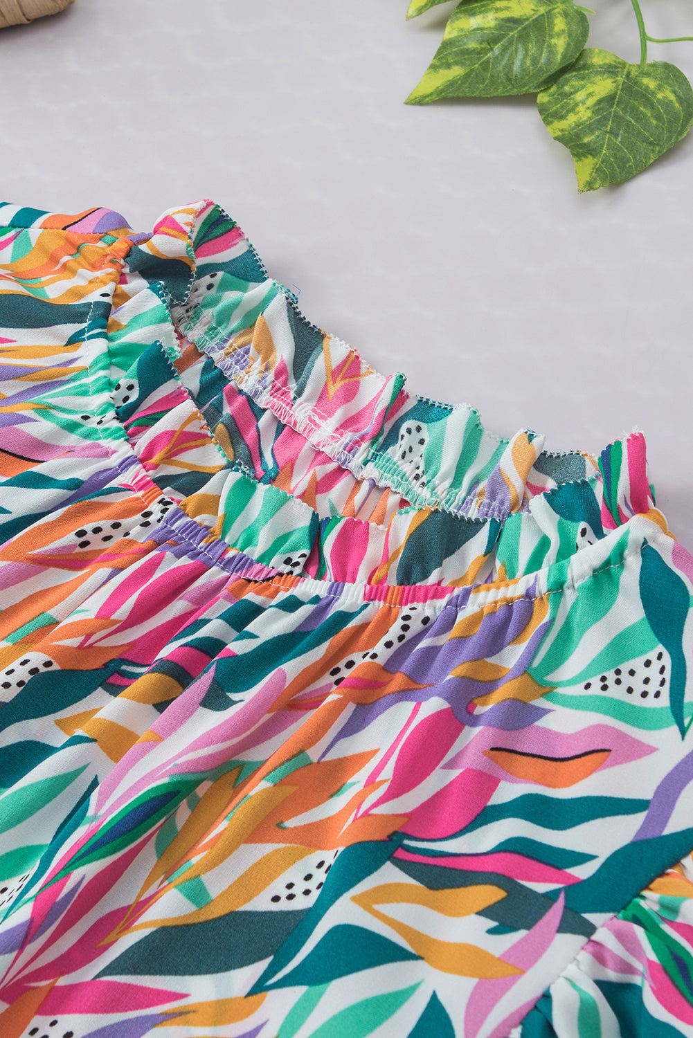 Women's Blouse with Print Ruffle-Trimmed Floral-Print