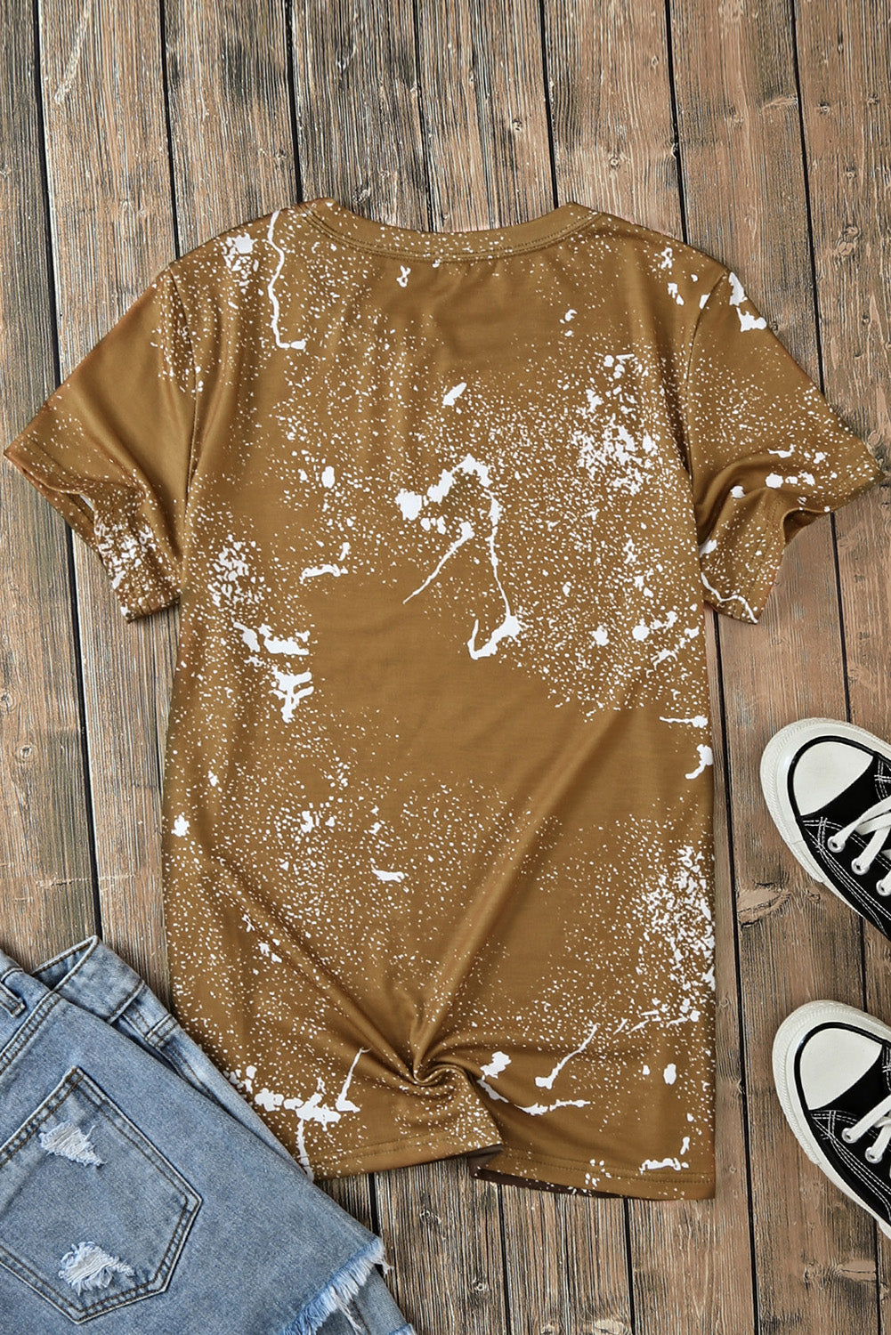 Top for Women Bleached Blank Crew Neck