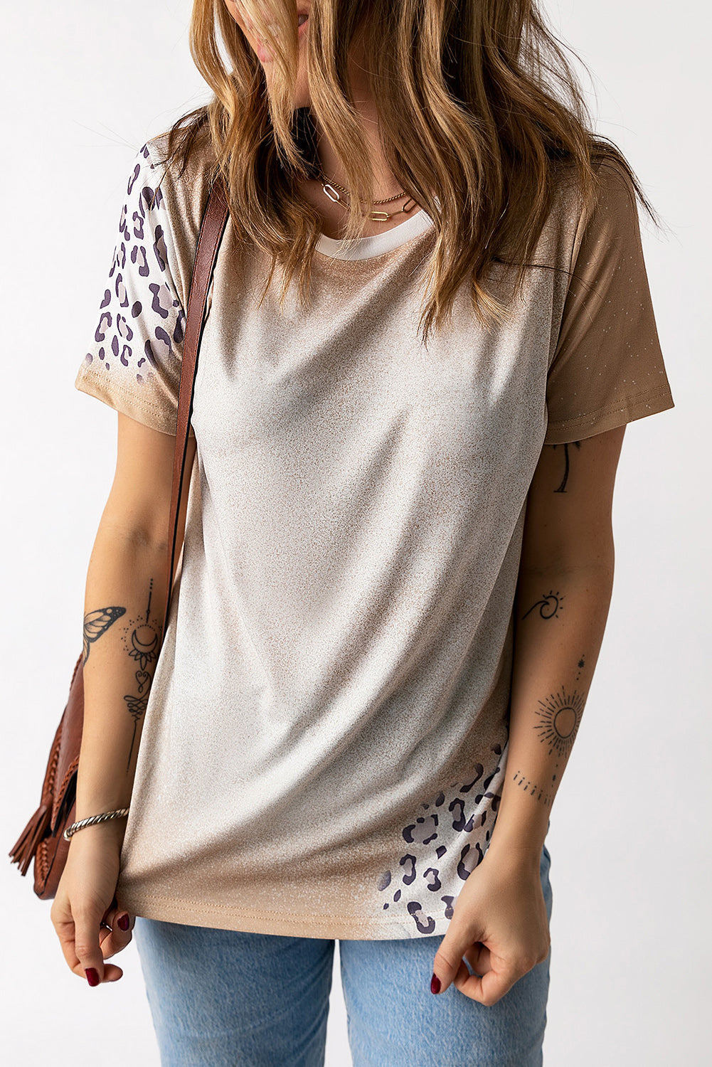 T Shirt for Women Bleached Crew Neck