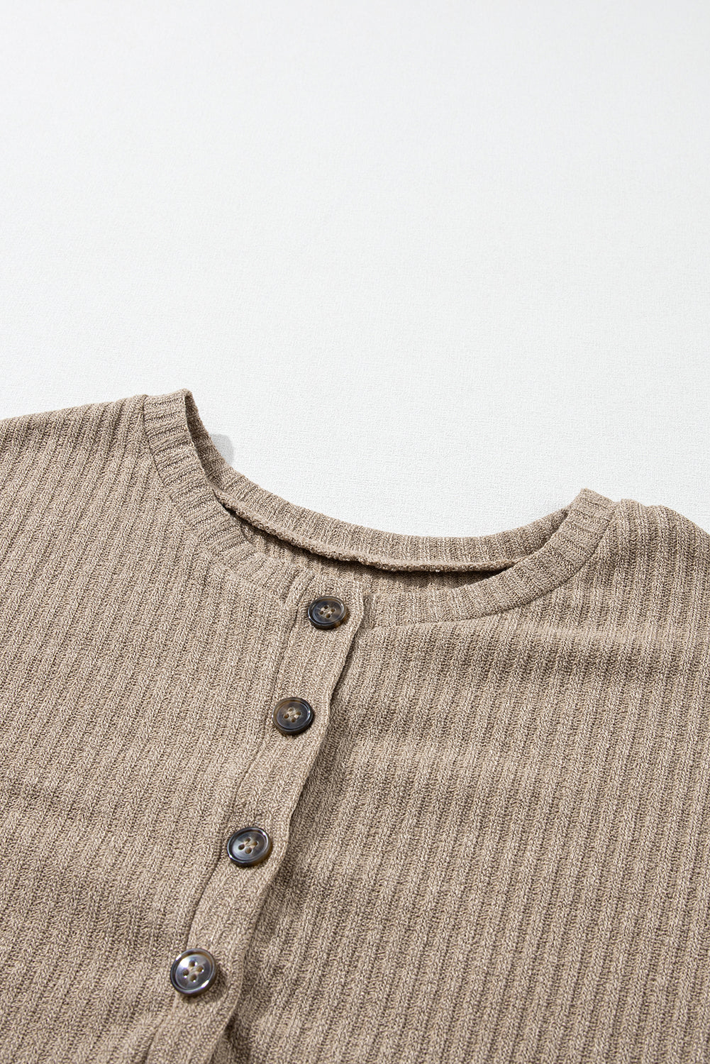 Women's Rib Textured Henley Knit Top