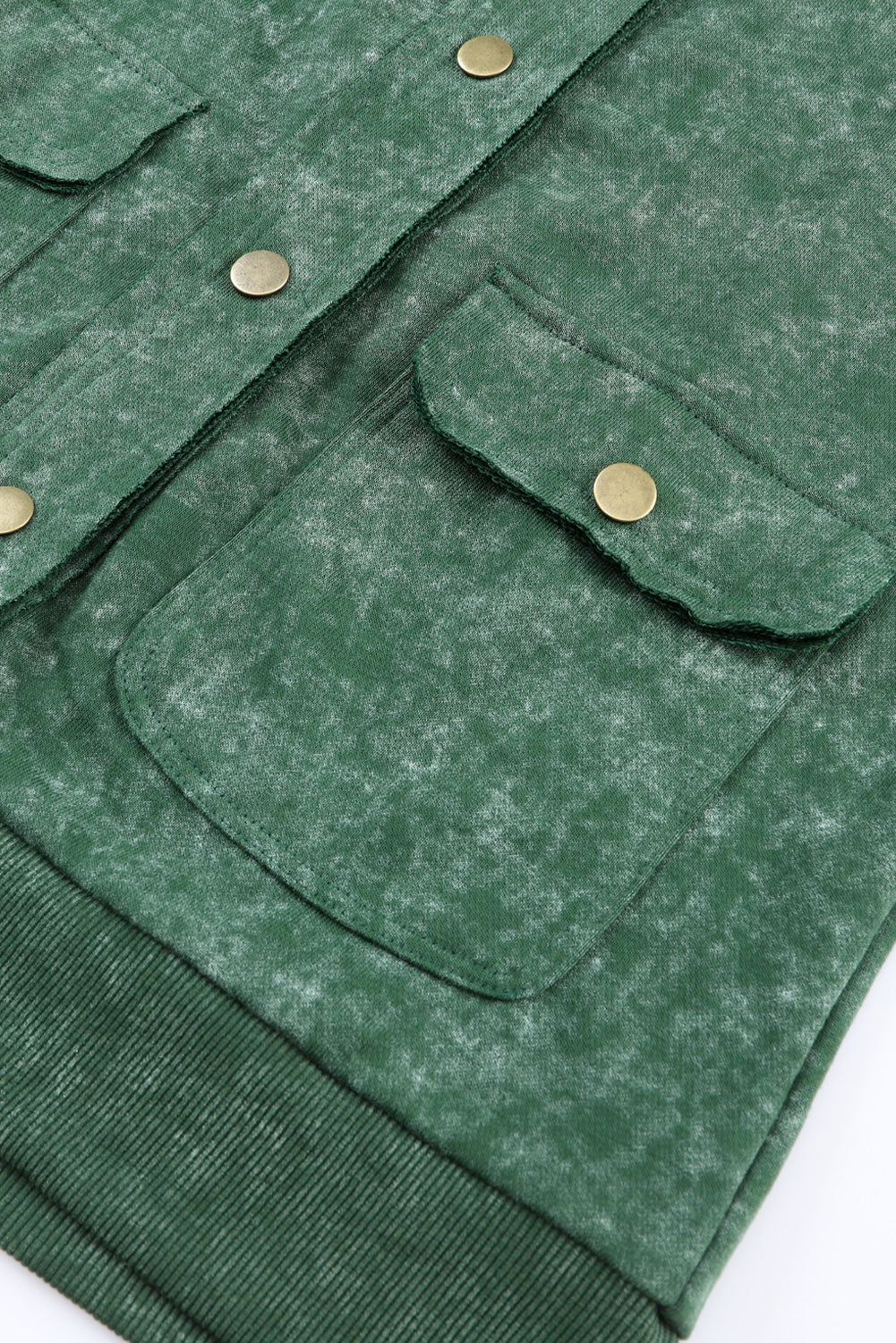 Women's Shacket Featuring Flap Pocket Button Green Vintage Washed