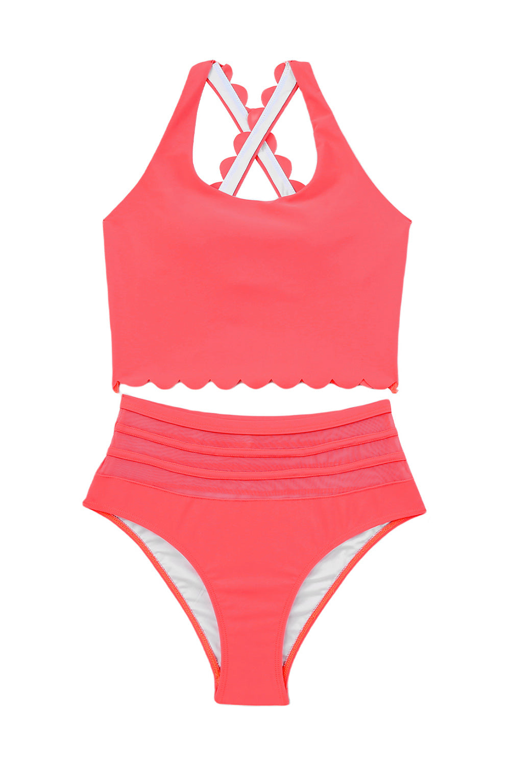 Women's Scalloped Cross High-Rise Bikini
