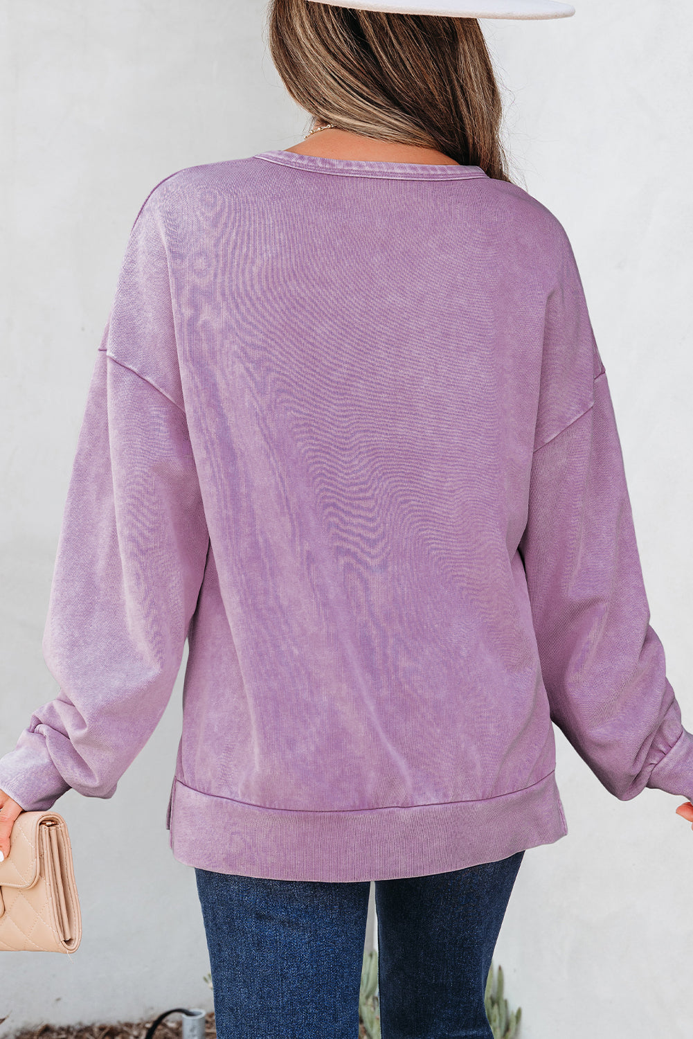 Mineral Bow Wash Big Patchwork Pullover Sweatshirt