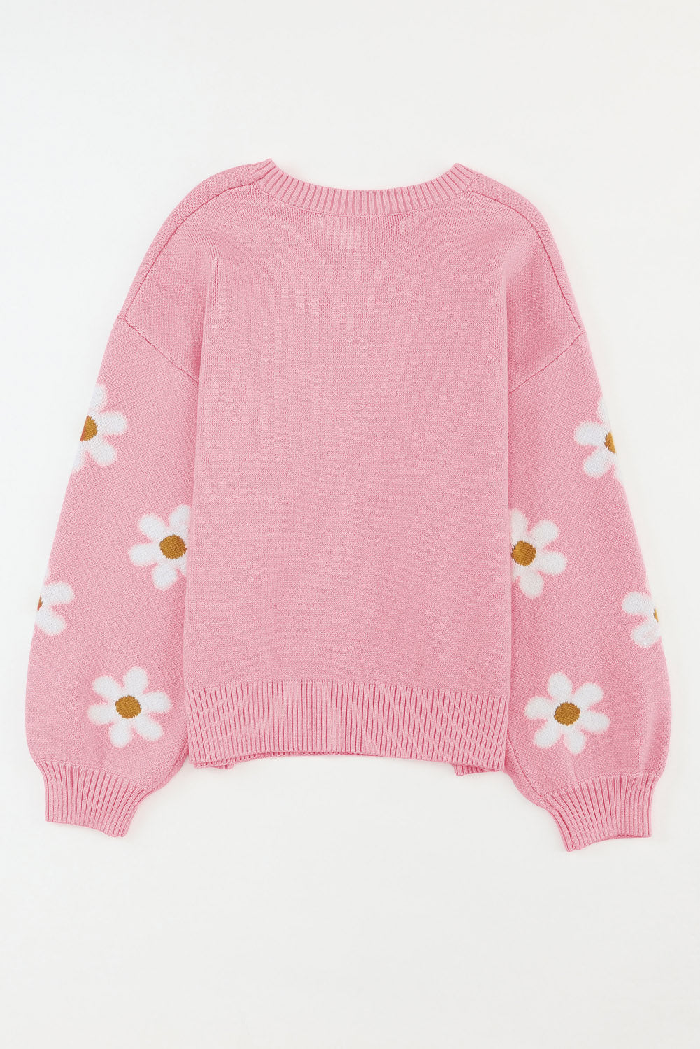 Sweater for Women Dropped-Shoulder Pink Floral-Print Pattern