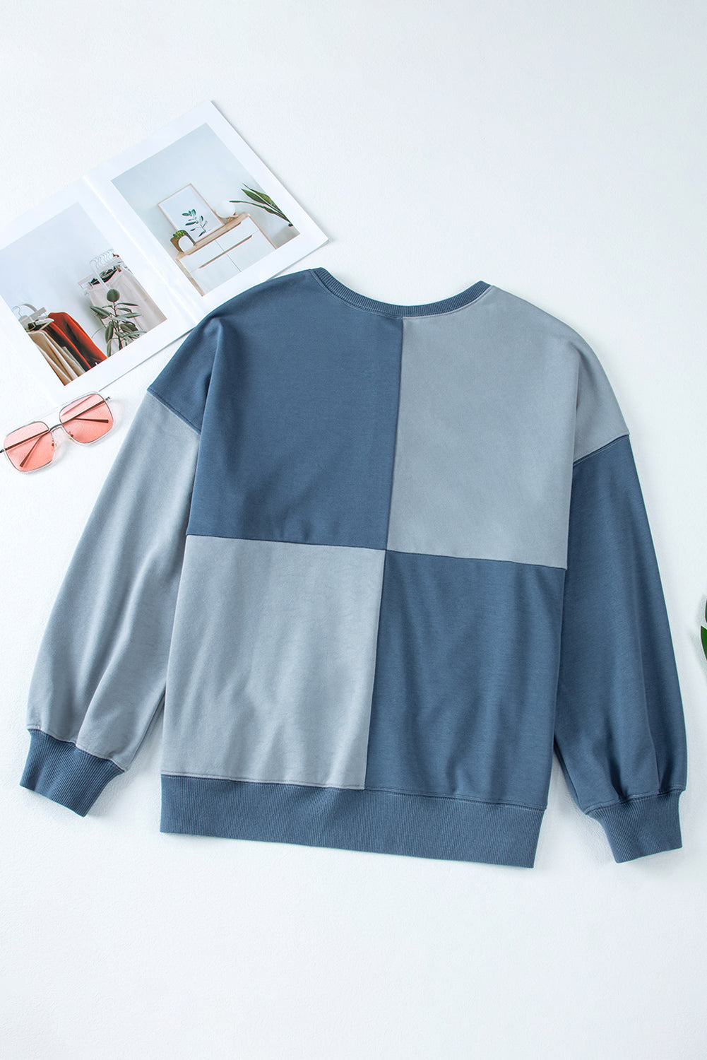 Henley High Colorblock High Low Oversize Sweatshirt