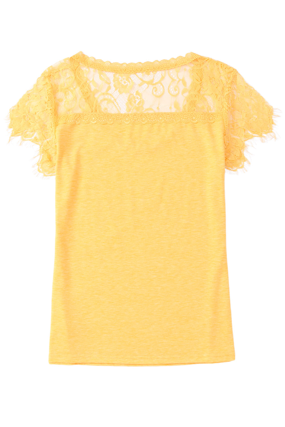 T Shirt for Women Lace-Trimmed Crochet U Neck
