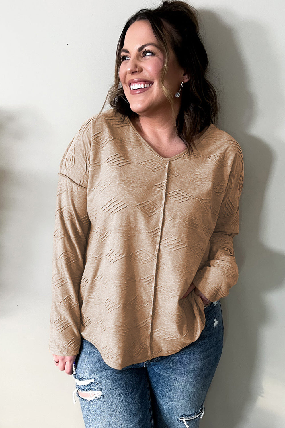 Women's Top with Plus Size Exposed Seam