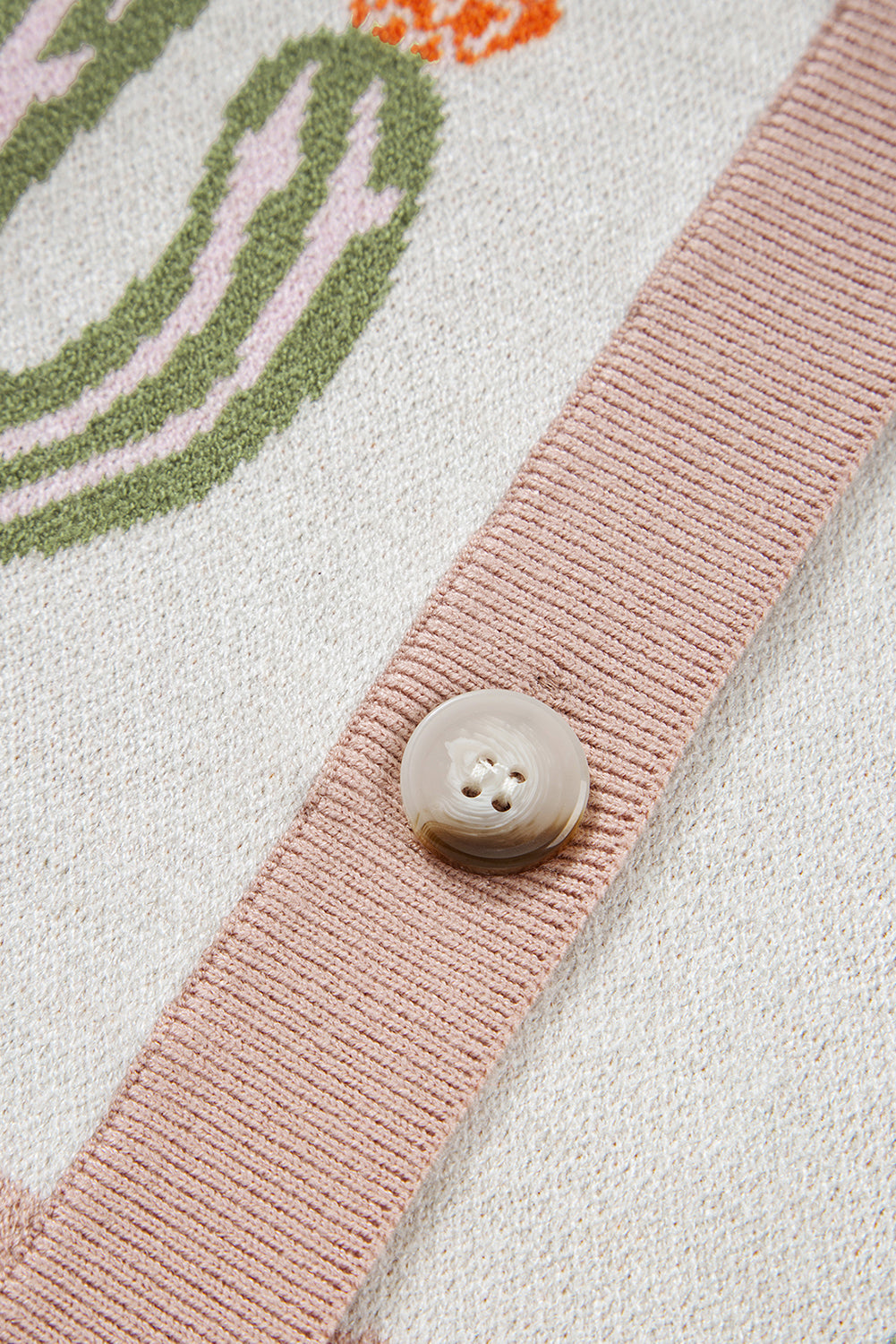 Button-Front Desert Cactus Cardigan Knit Top