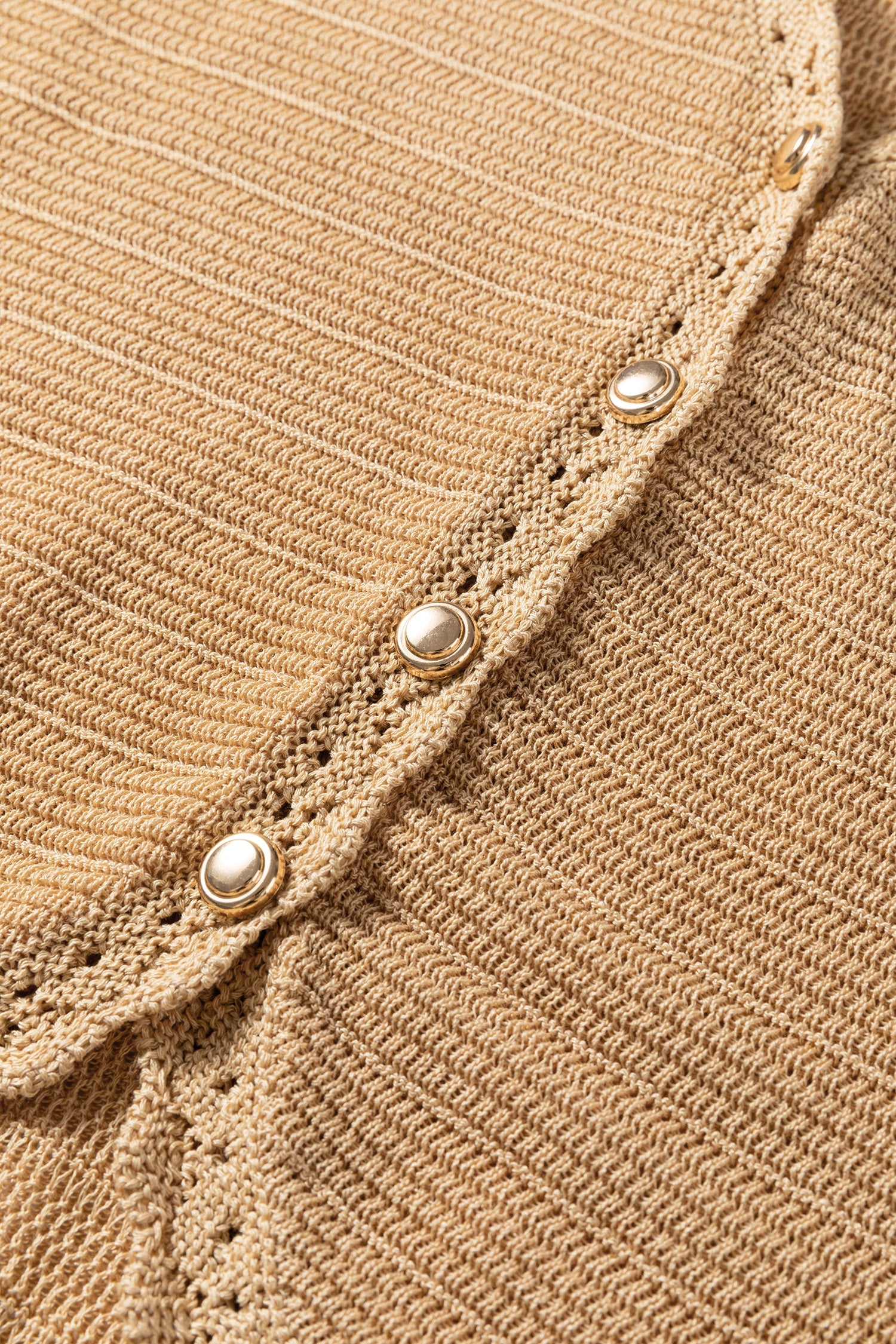 Trim Hollow out Button-Front Boho Knit Top Vest